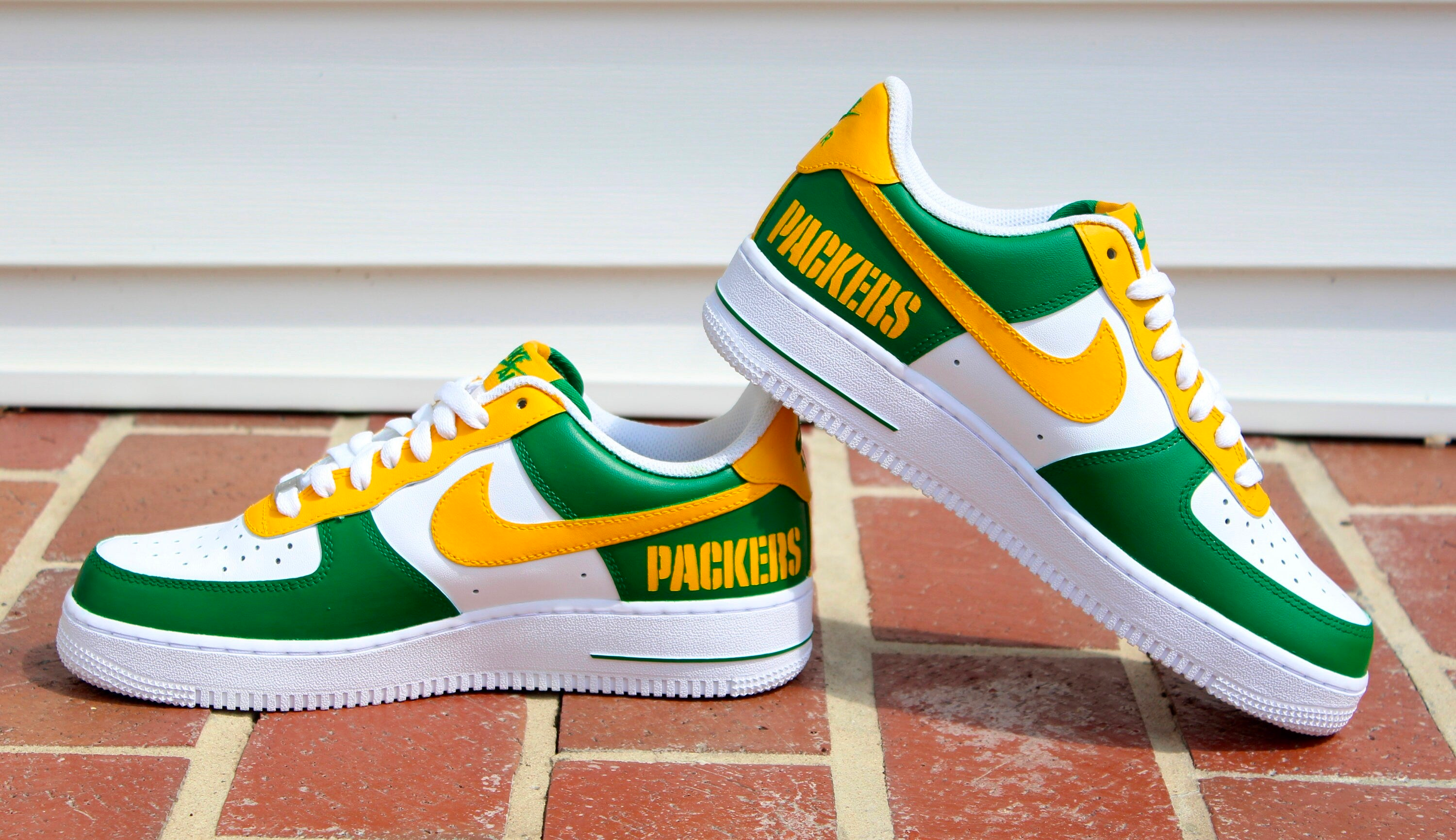 Hand Painted Packers Custom Air Force 1 Sneakers-shecustomize