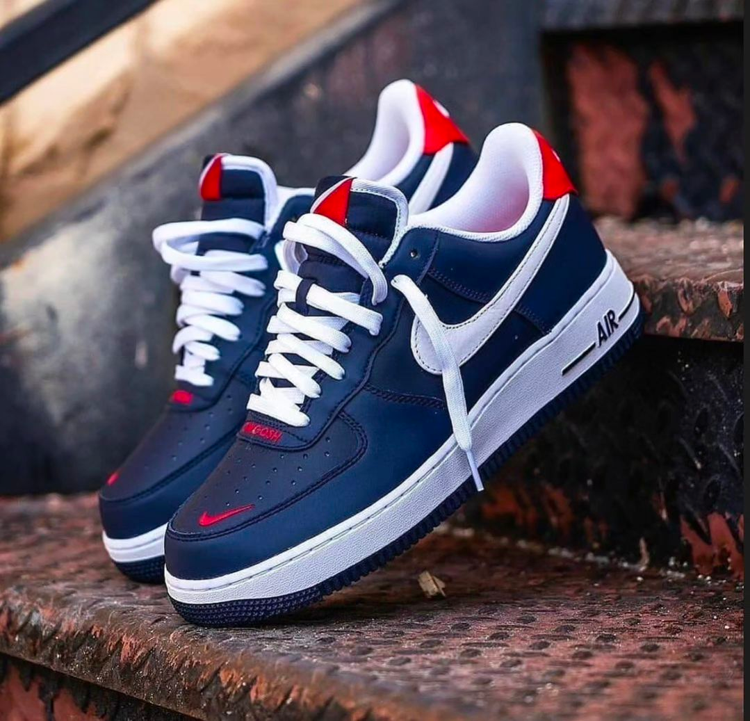 Hand Painted Navy Red Custom Air Force 1 Sneakers-shecustomize