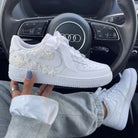 Lace Flowers Pearls Custom Air Force 1 Weeding Shoes-shecustomize