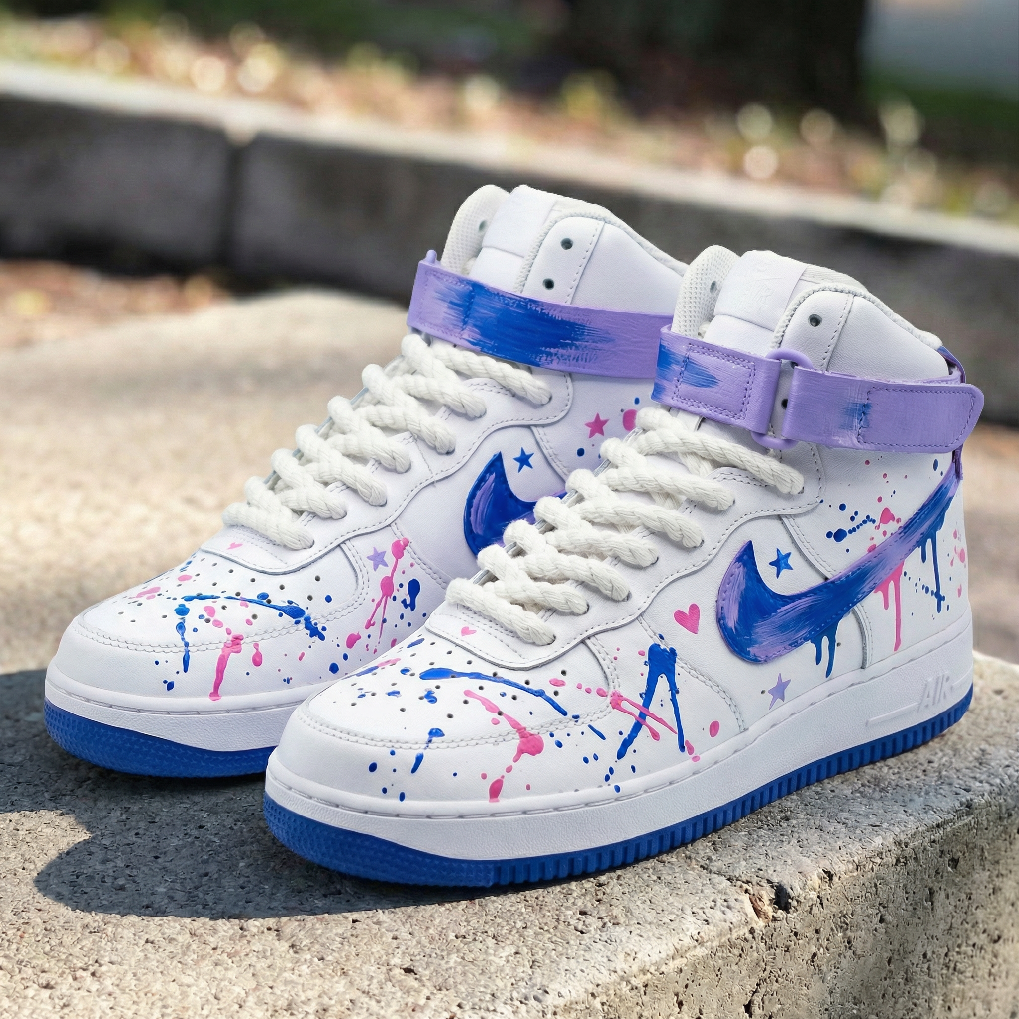 Lavender Blue Pink Splatter Custom Air Force 1-shecustomize
