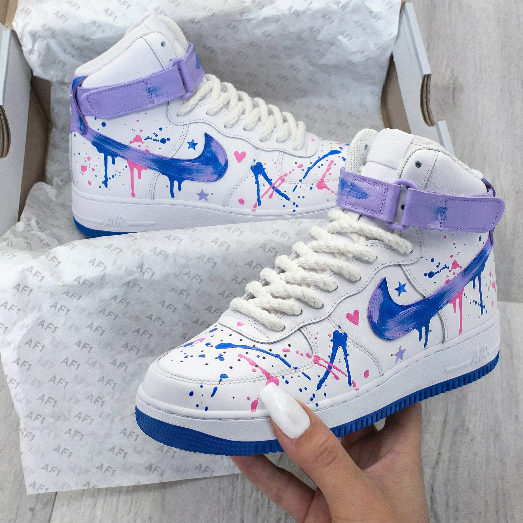 Lavender Blue Pink Splatter Custom Air Force 1-shecustomize