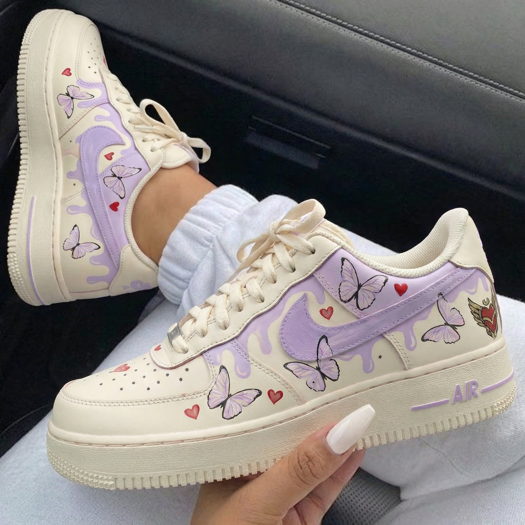 Lavender Butterfly Heart Custom Air Force 1-shecustomize