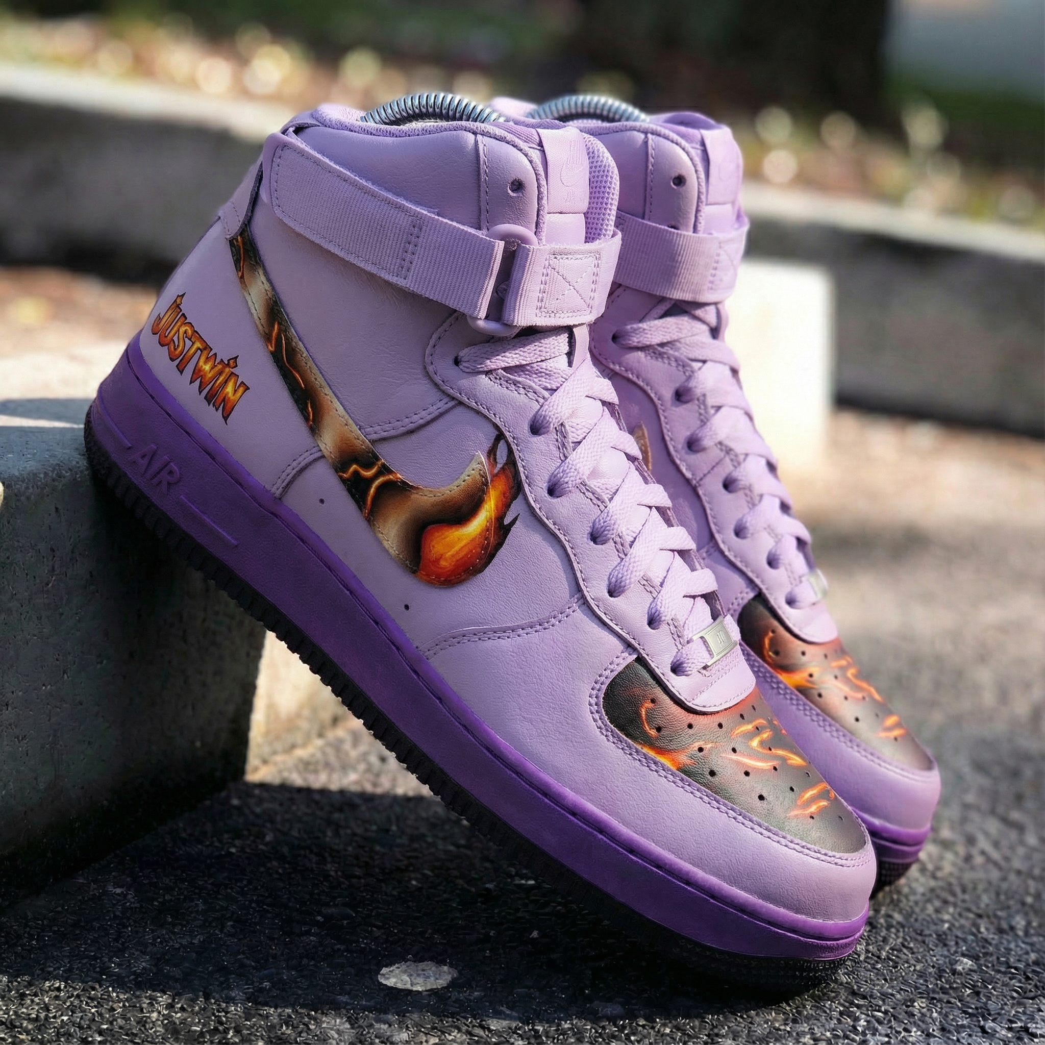 Lavender Flame Graphic Custom Air Force 1-shecustomize