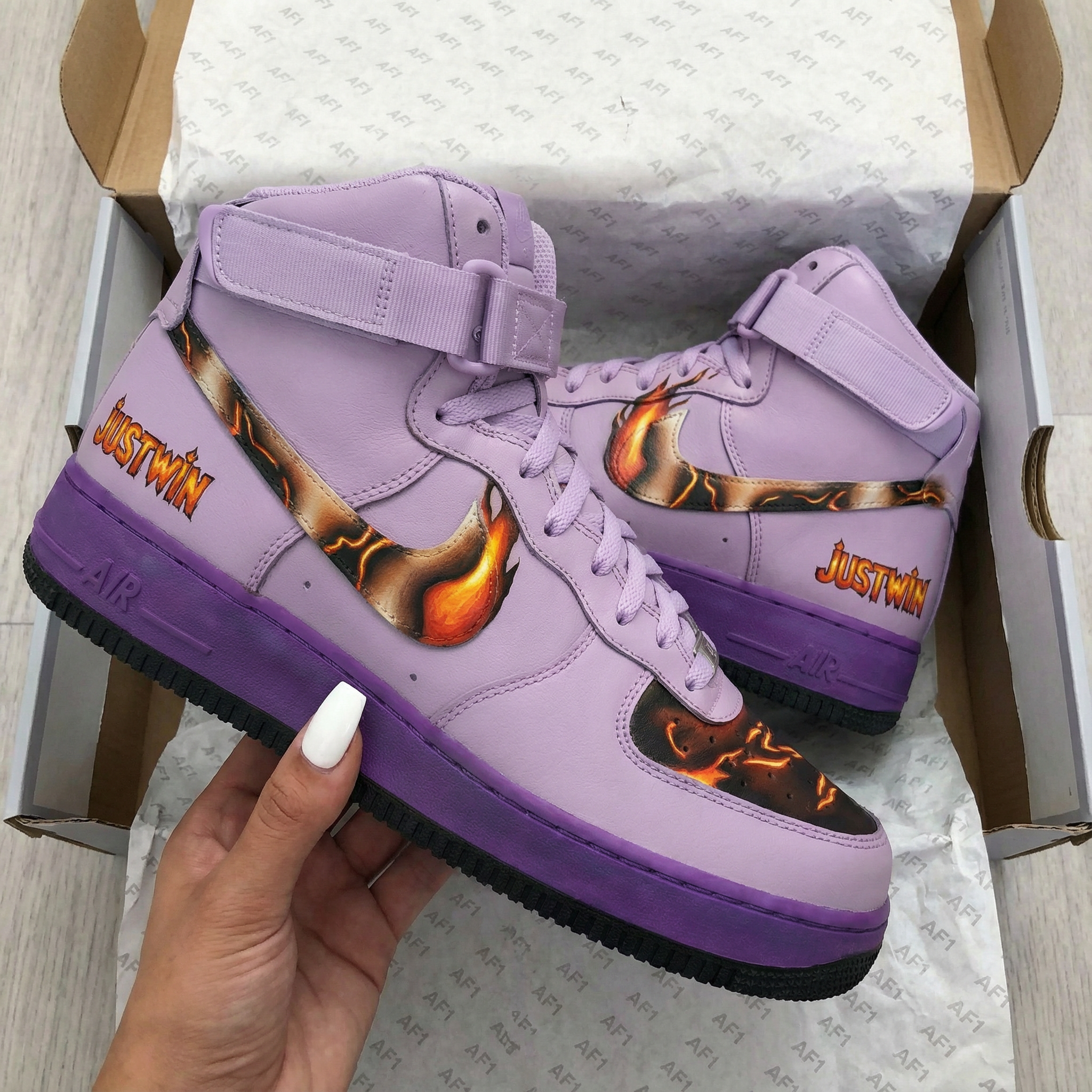 Lavender Flame Graphic Custom Air Force 1-shecustomize