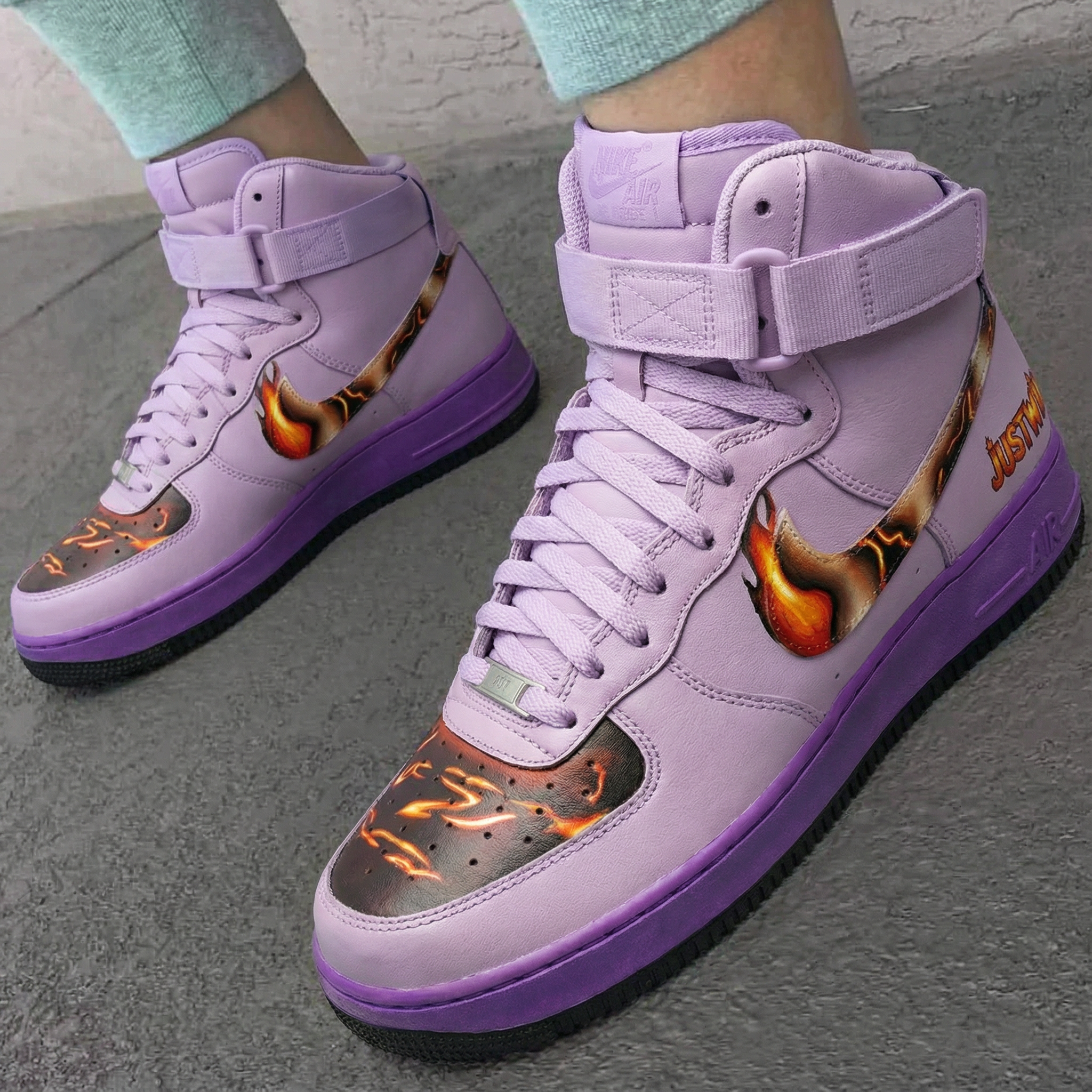 Lavender Flame Graphic Custom Air Force 1-shecustomize