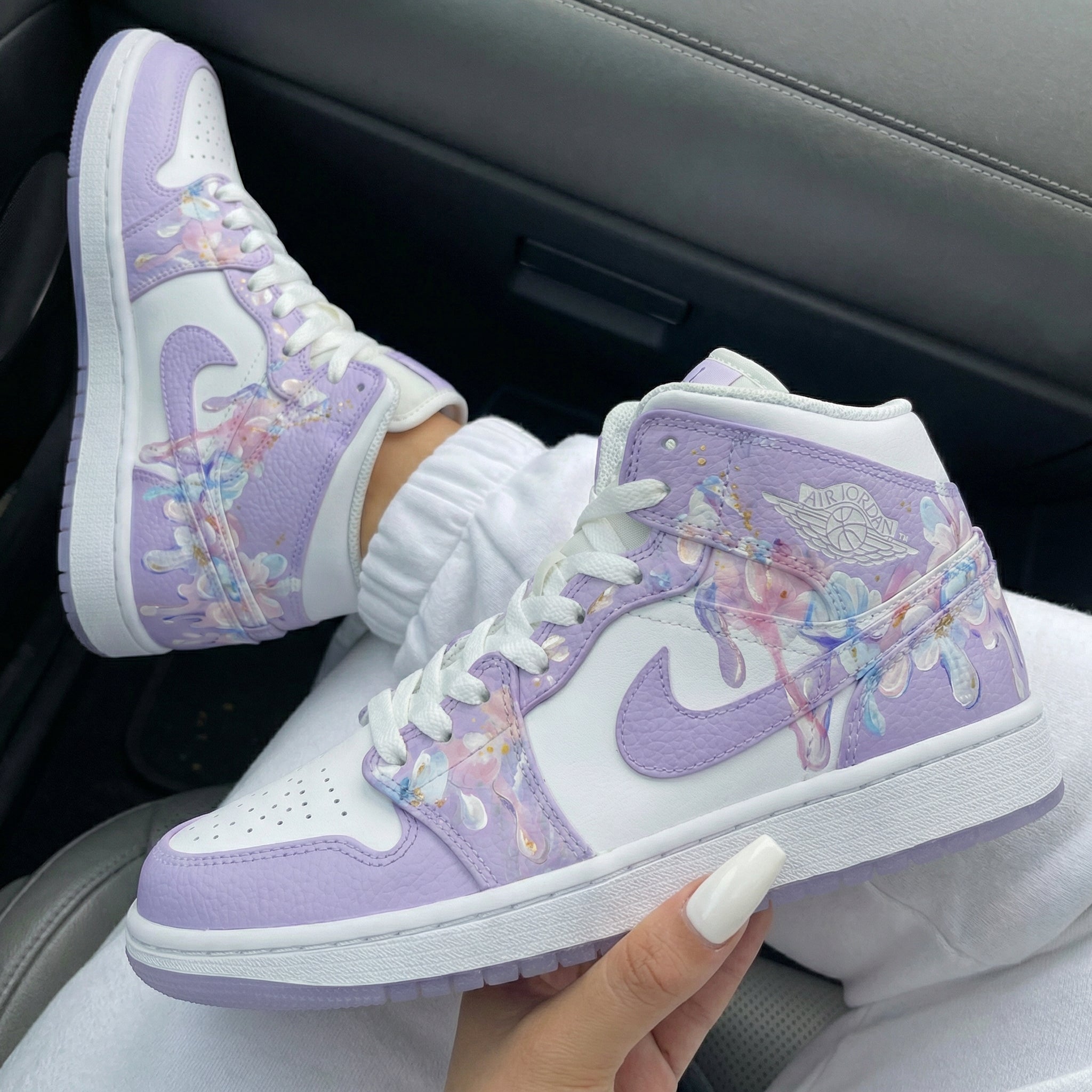 Lavender Floral Custom Air Jordan 1-shecustomize