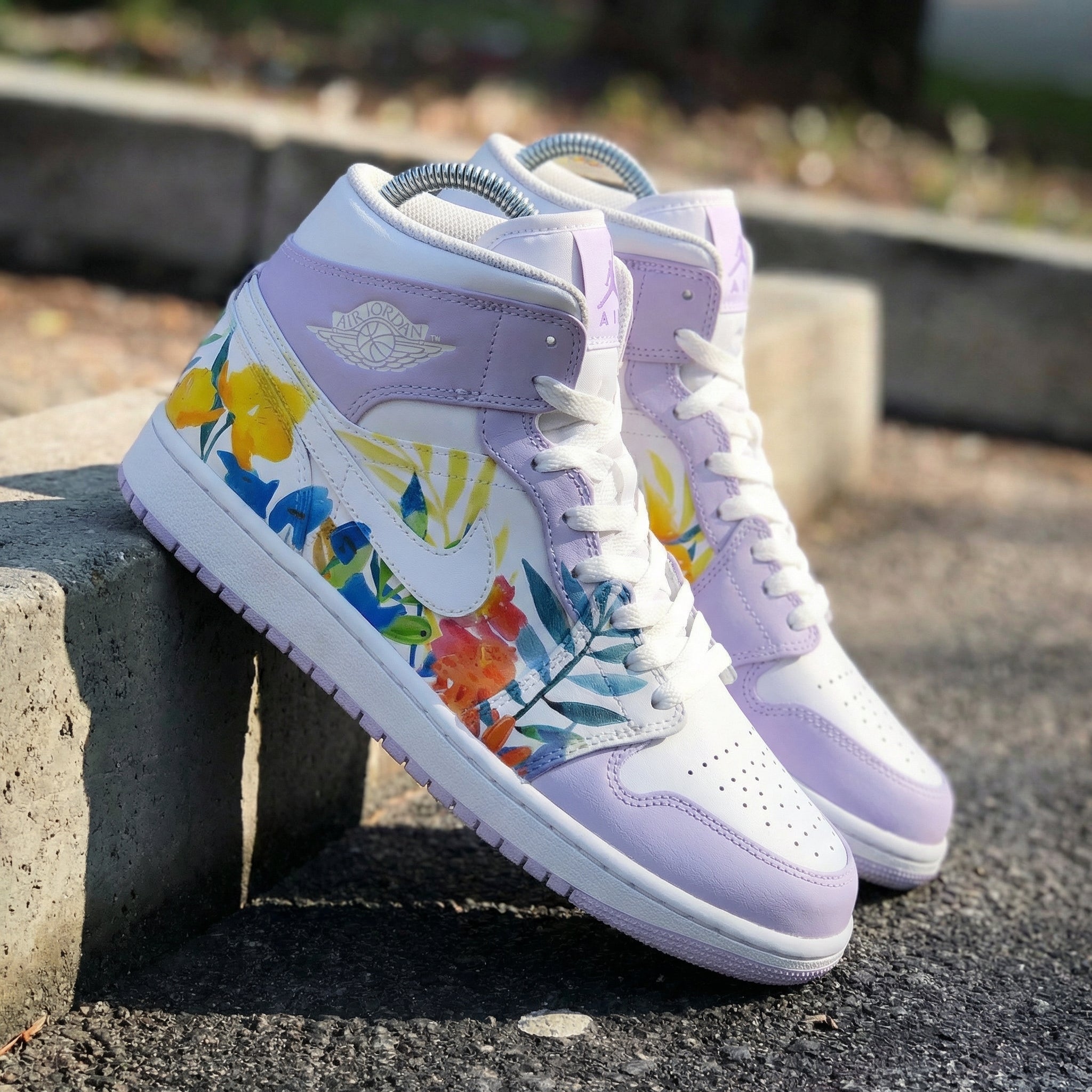 Lavender Floral Custom Air Jordan 1-shecustomize