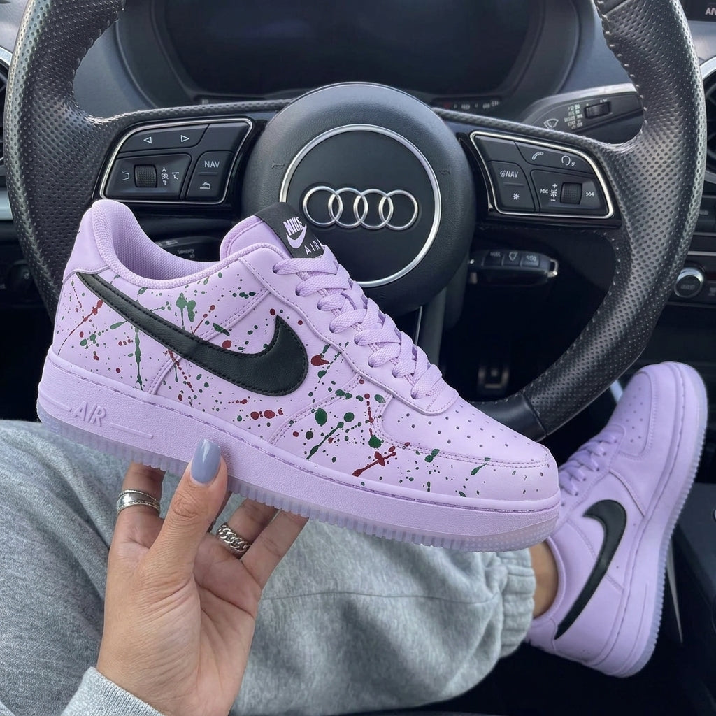 Lavender Green Red Splatter Custom Air Force 1-shecustomize