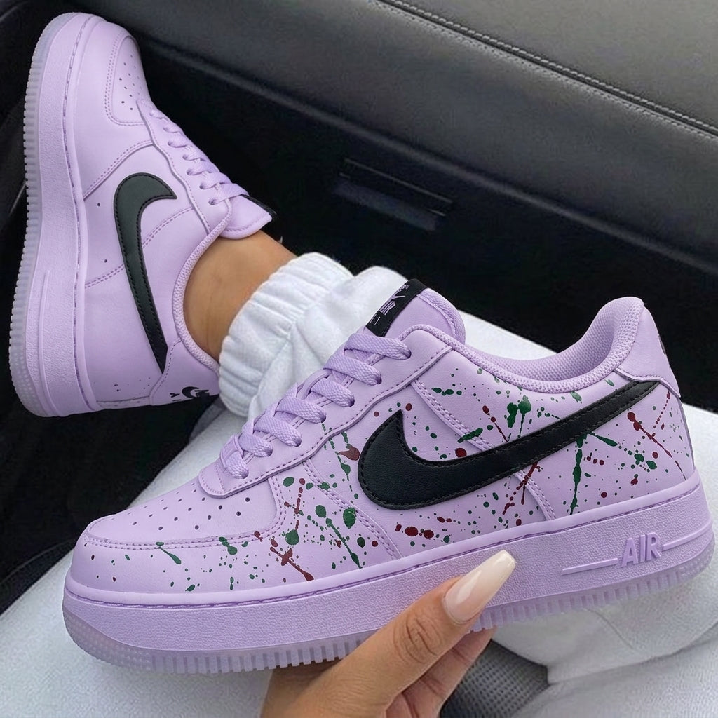 Lavender Green Red Splatter Custom Air Force 1-shecustomize