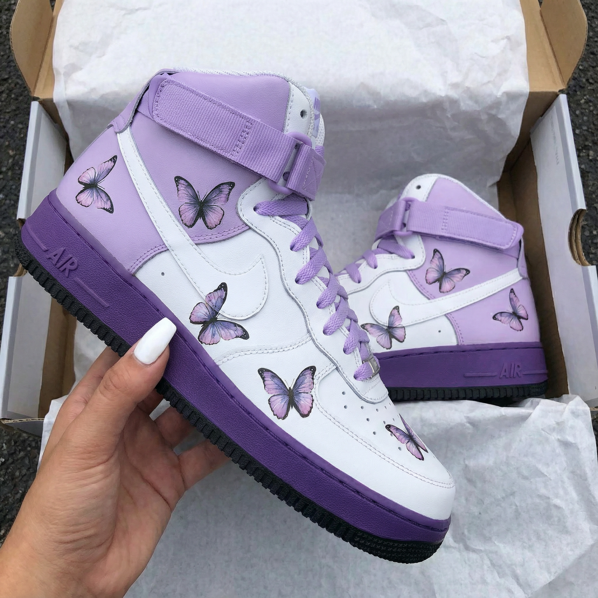 Lavender Purple Butterflies Custom Air Force 1-shecustomize