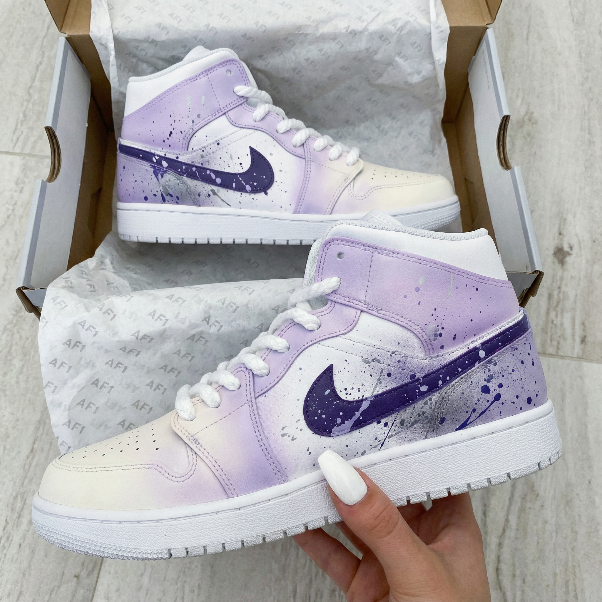 Lavender Purple Splatter Custom Air Jordan 1-shecustomize