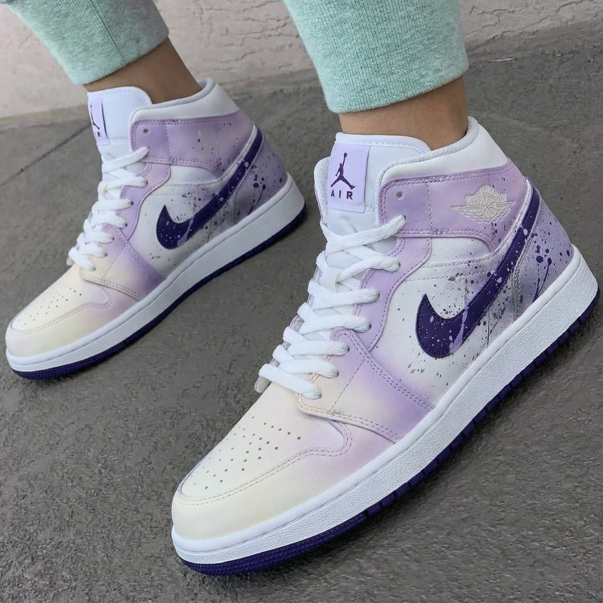 Lavender Purple Splatter Custom Air Jordan 1-shecustomize