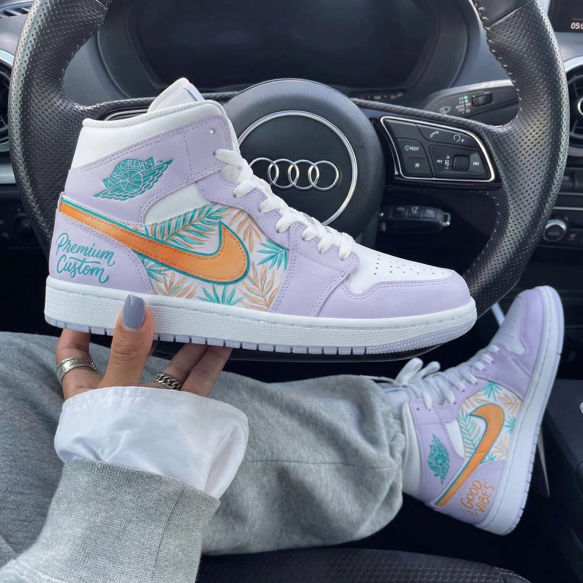 Lavender White Tropical - Print Custom Air Jordan 1-shecustomize
