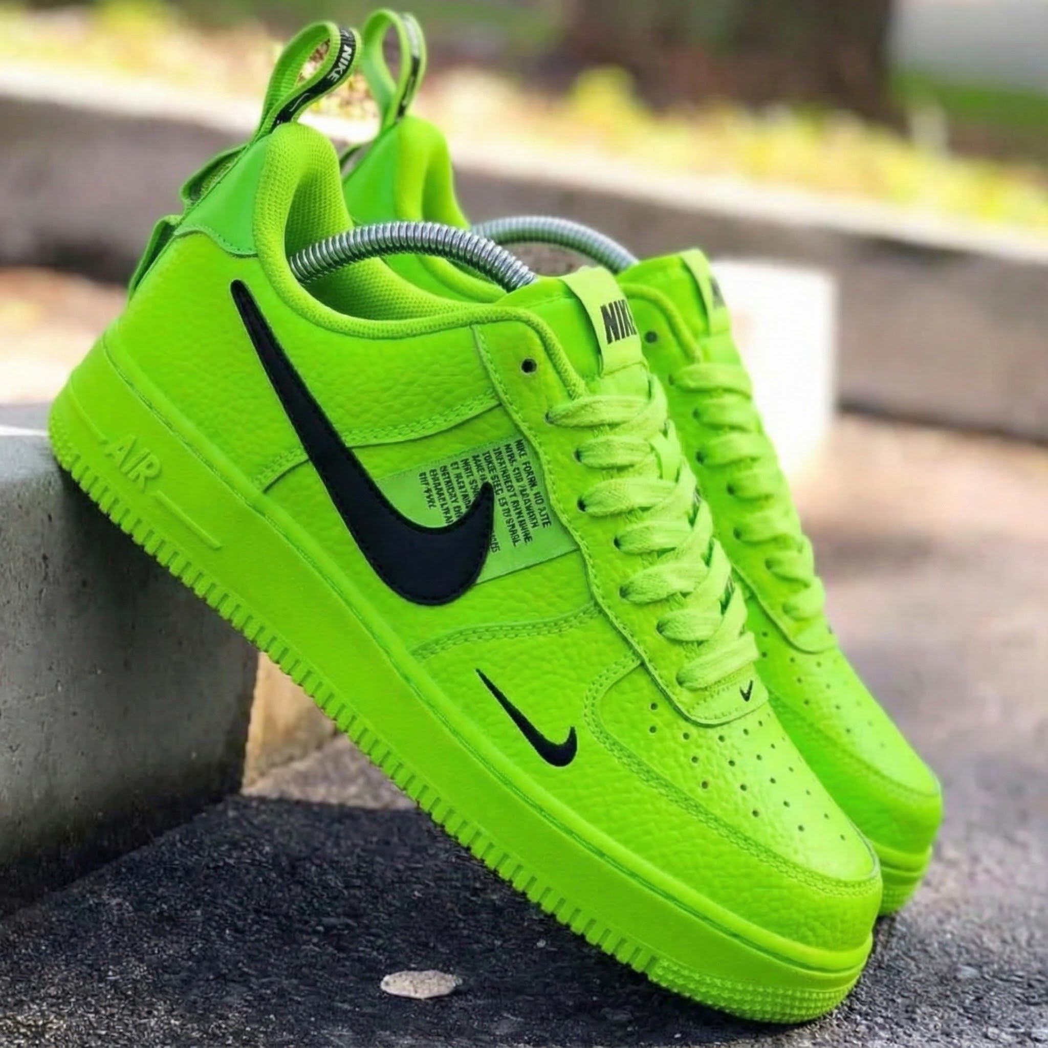 Lime Green Black Custom Air Force 1-shecustomize