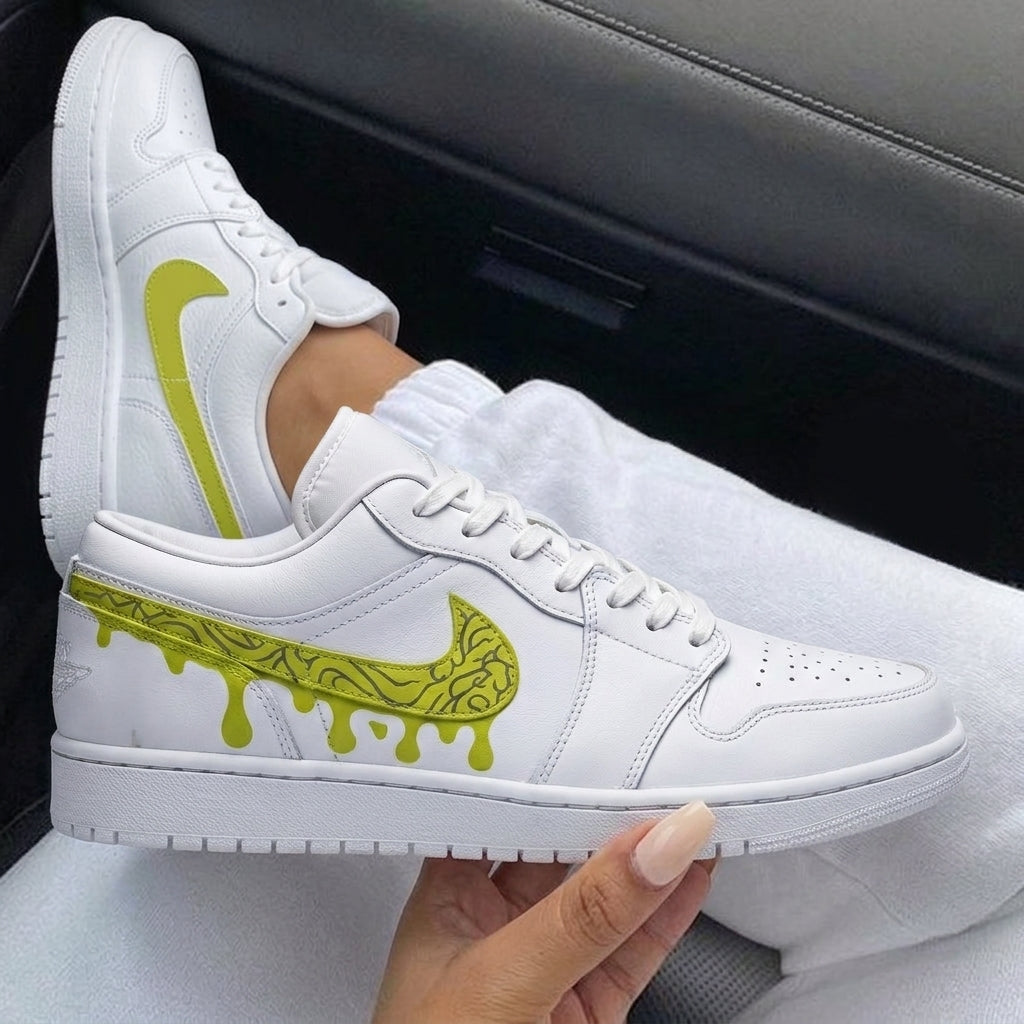 Lime Green Drip Pattern Custom Air Jordan 1-shecustomize