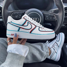 Maroon Baby Blue Outline Custom Air Force 1-shecustomize