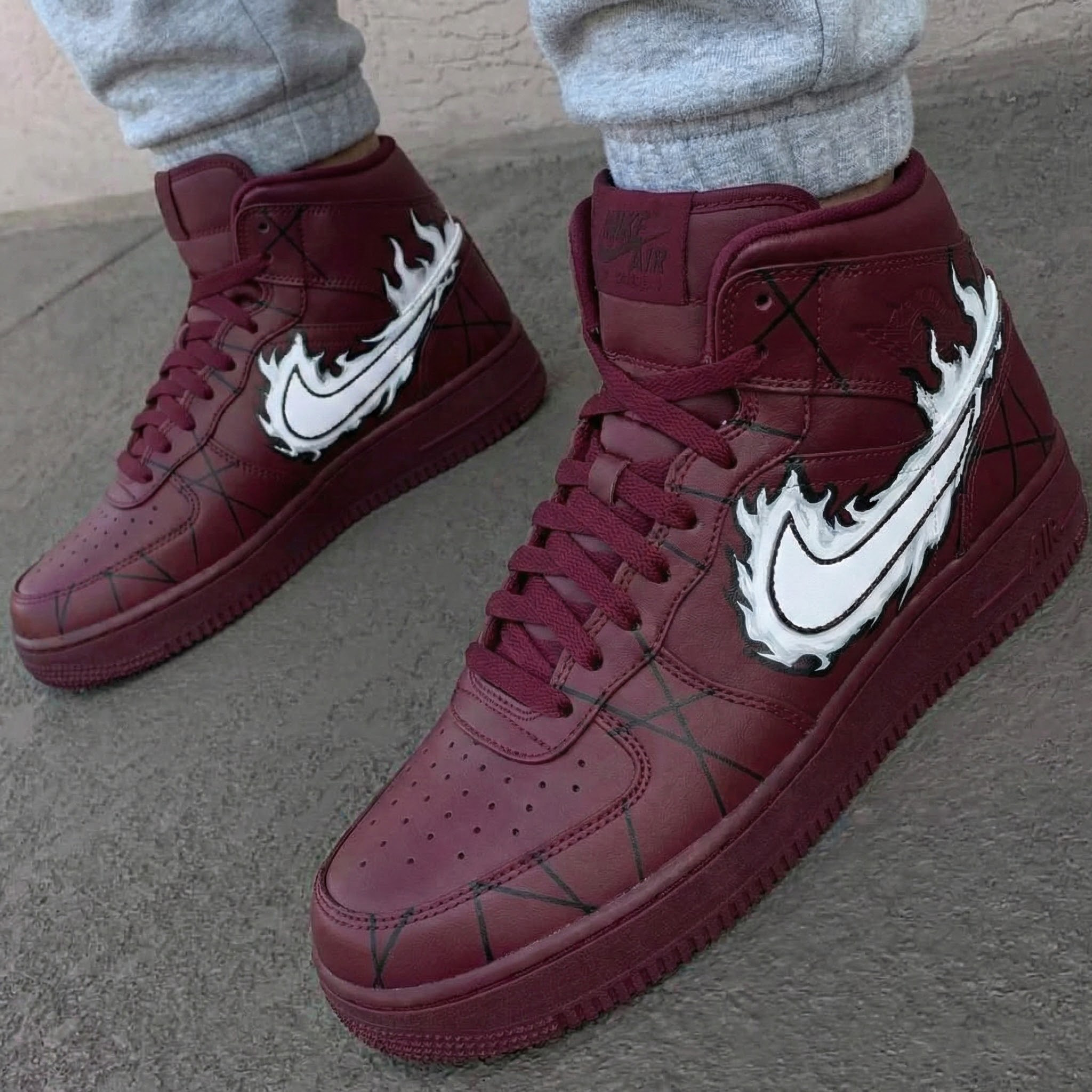 Maroon Flames Custom Air Jordan 1-shecustomize