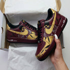 Maroon Gold Leaf Pattern Custom Air Force 1-shecustomize