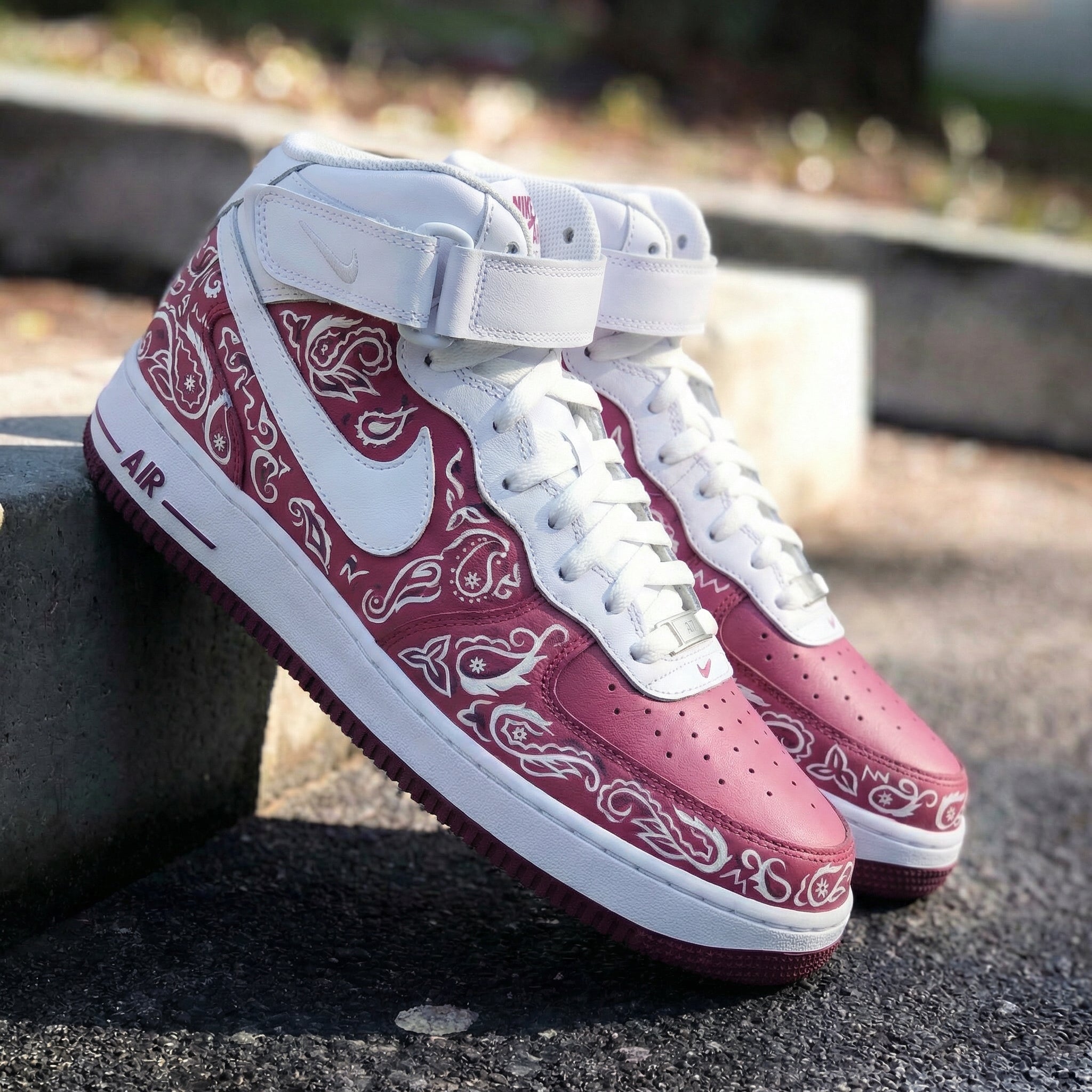 Maroon Paisley Custom Air Force 1-shecustomize
