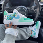 Mint Green Baby Blue Flowers Custom Air Force 1-shecustomize