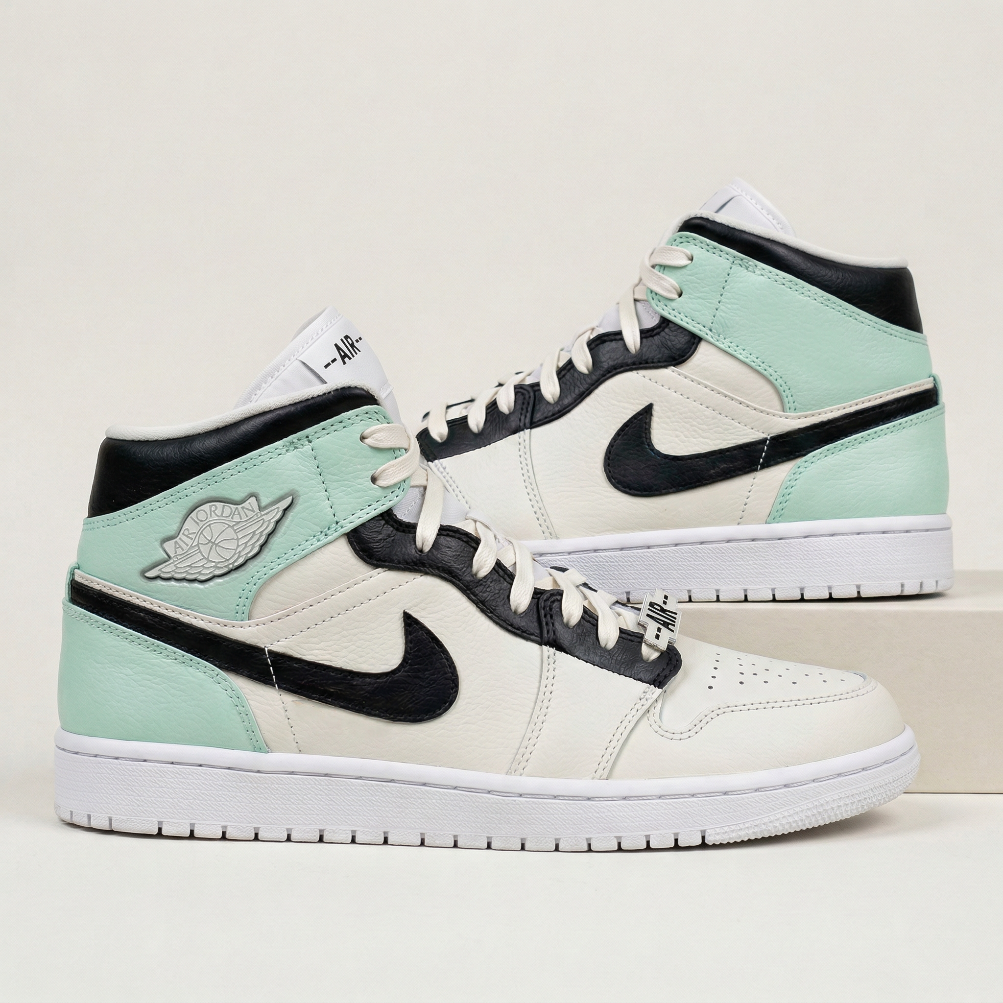 Mint Green Black Custom Air Jordan 1-shecustomize