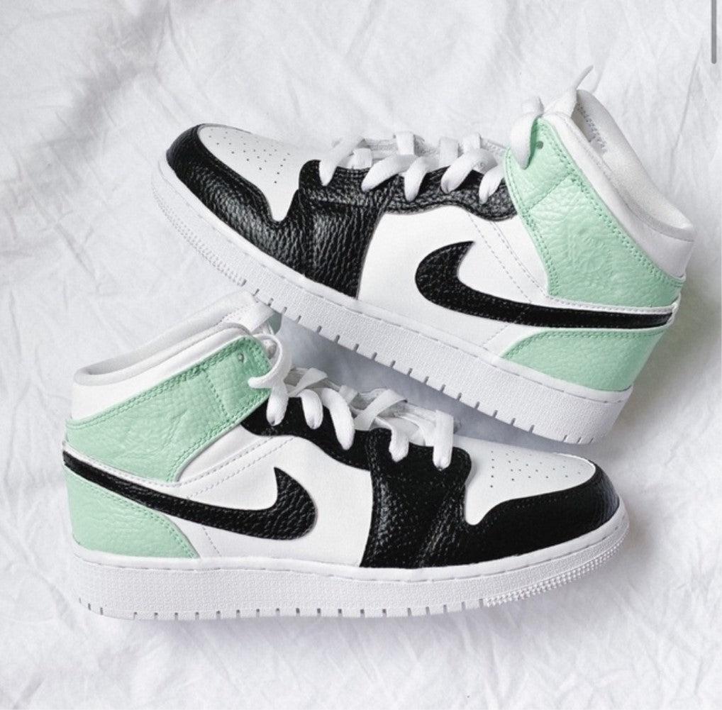 Mint Green Black Swoosh Custom Air Jordan 1-shecustomize