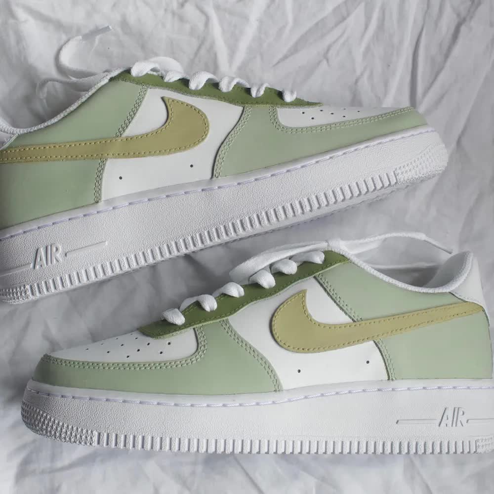 Mint Green Olive Green Custom Air Force 1-shecustomize