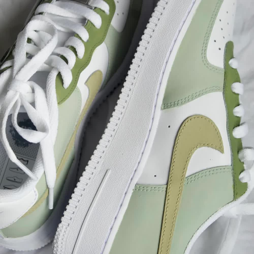 Mint Green Olive Green Custom Air Force 1-shecustomize