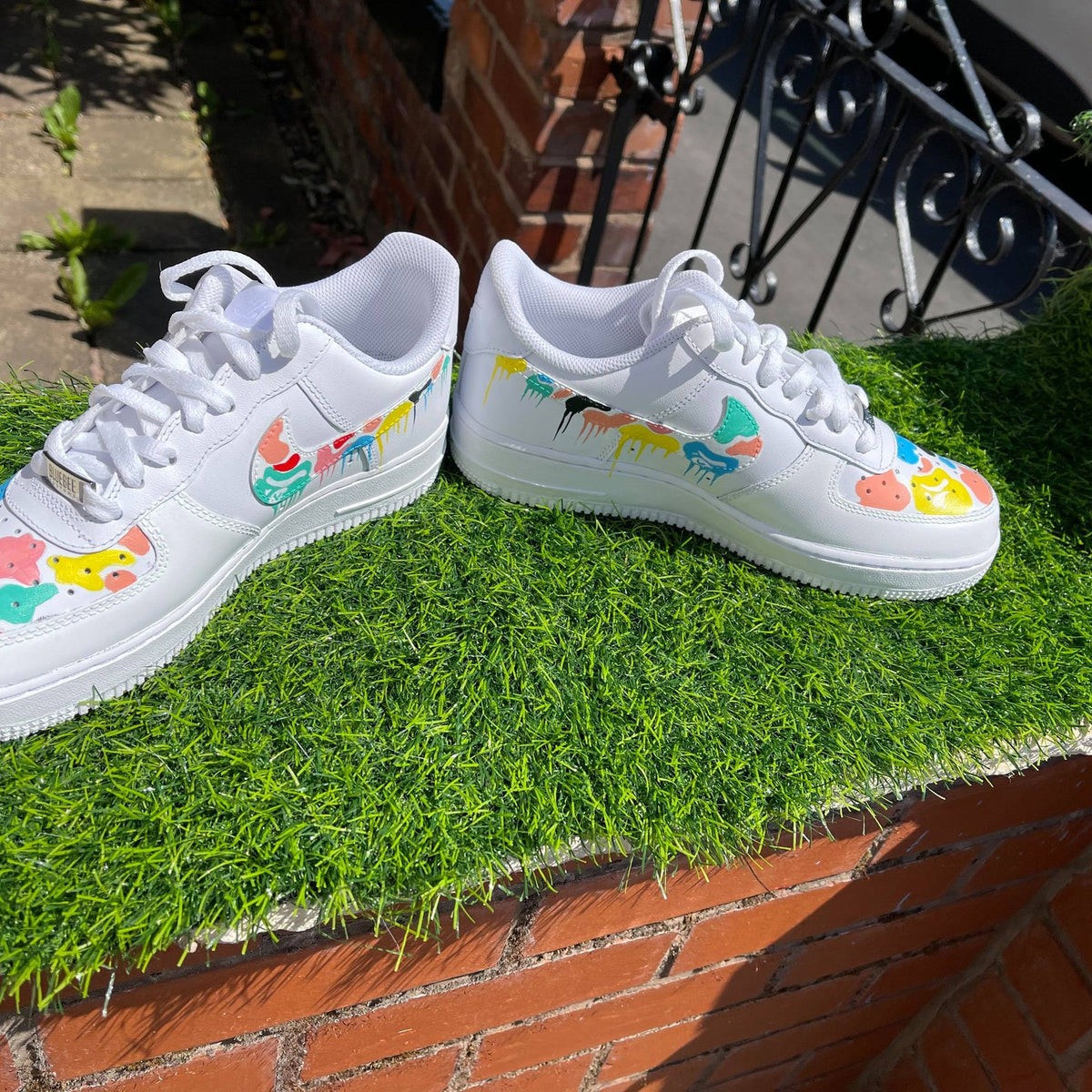 Color:red Drip Multi - colored Drip Pattern Custom Air Force 1 – SHECUSTOMIZE