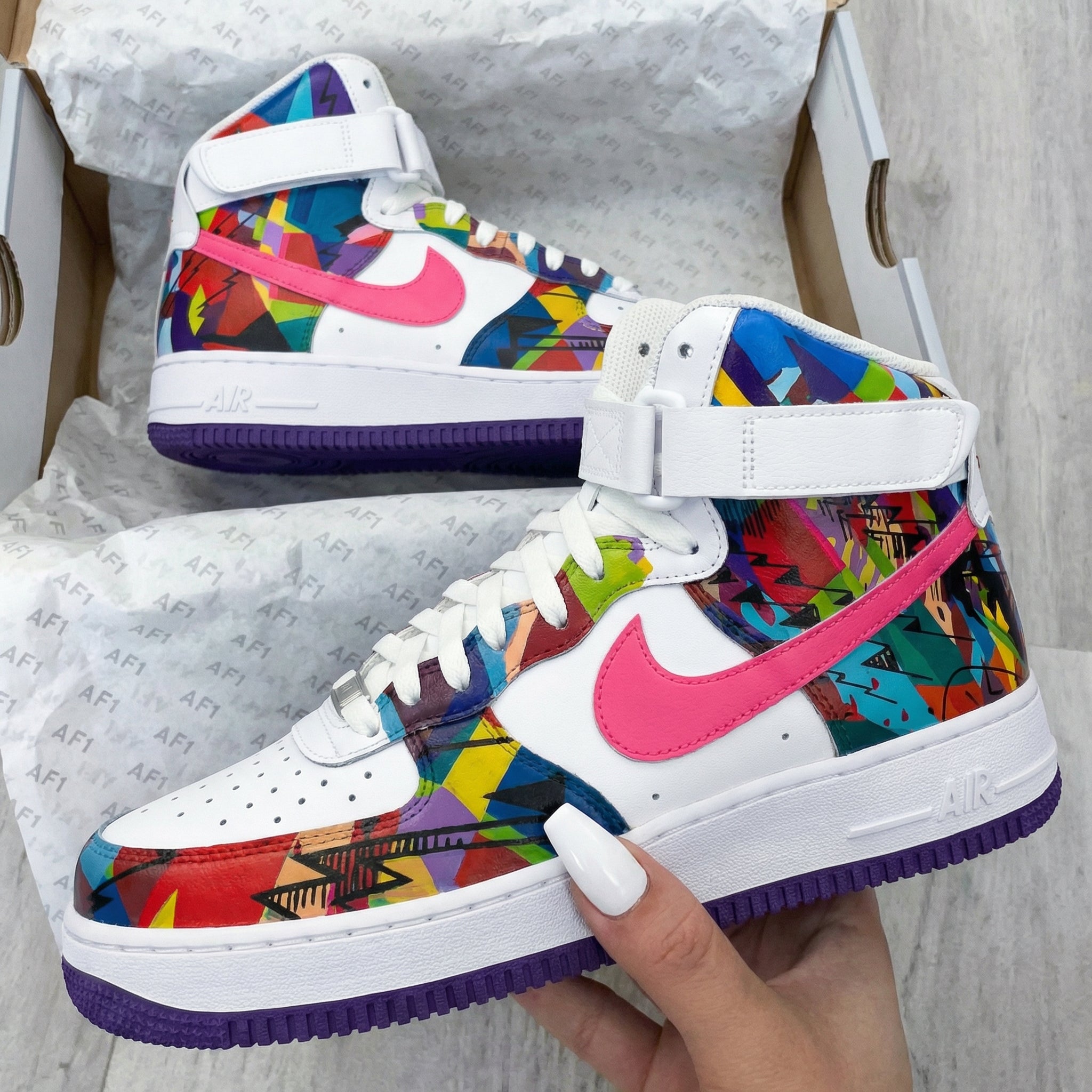 Multicolored Geometric Custom Air Force 1-shecustomize