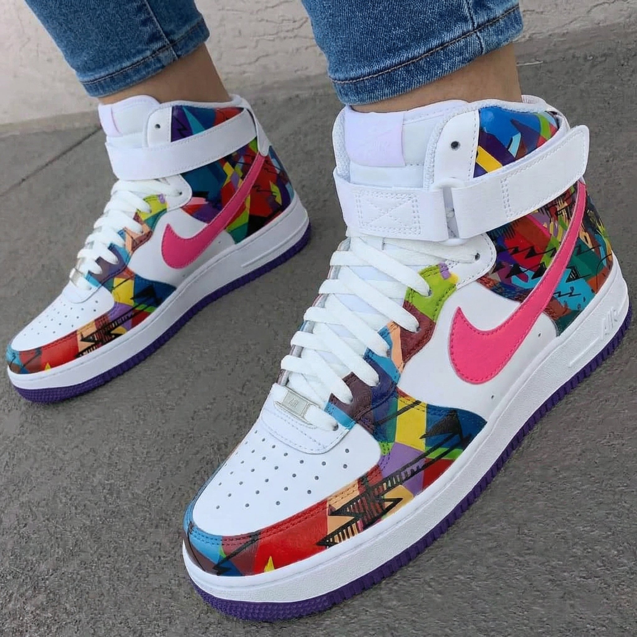 Multicolored Geometric Custom Air Force 1-shecustomize