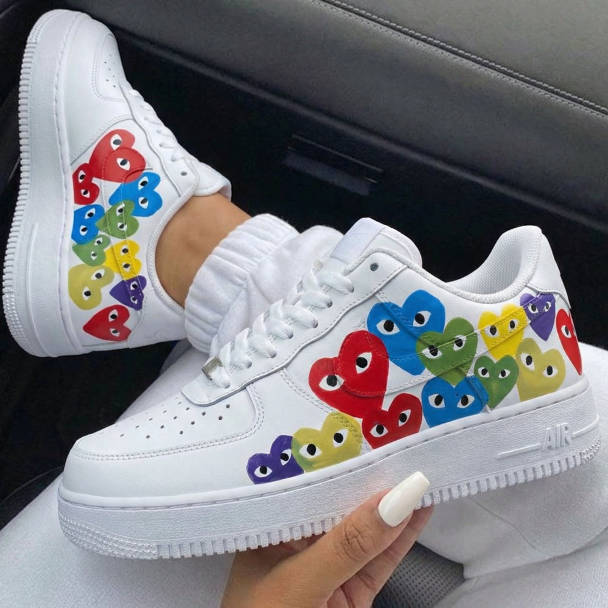 Multicolored Heart Pattern Custom Air Force 1-shecustomize