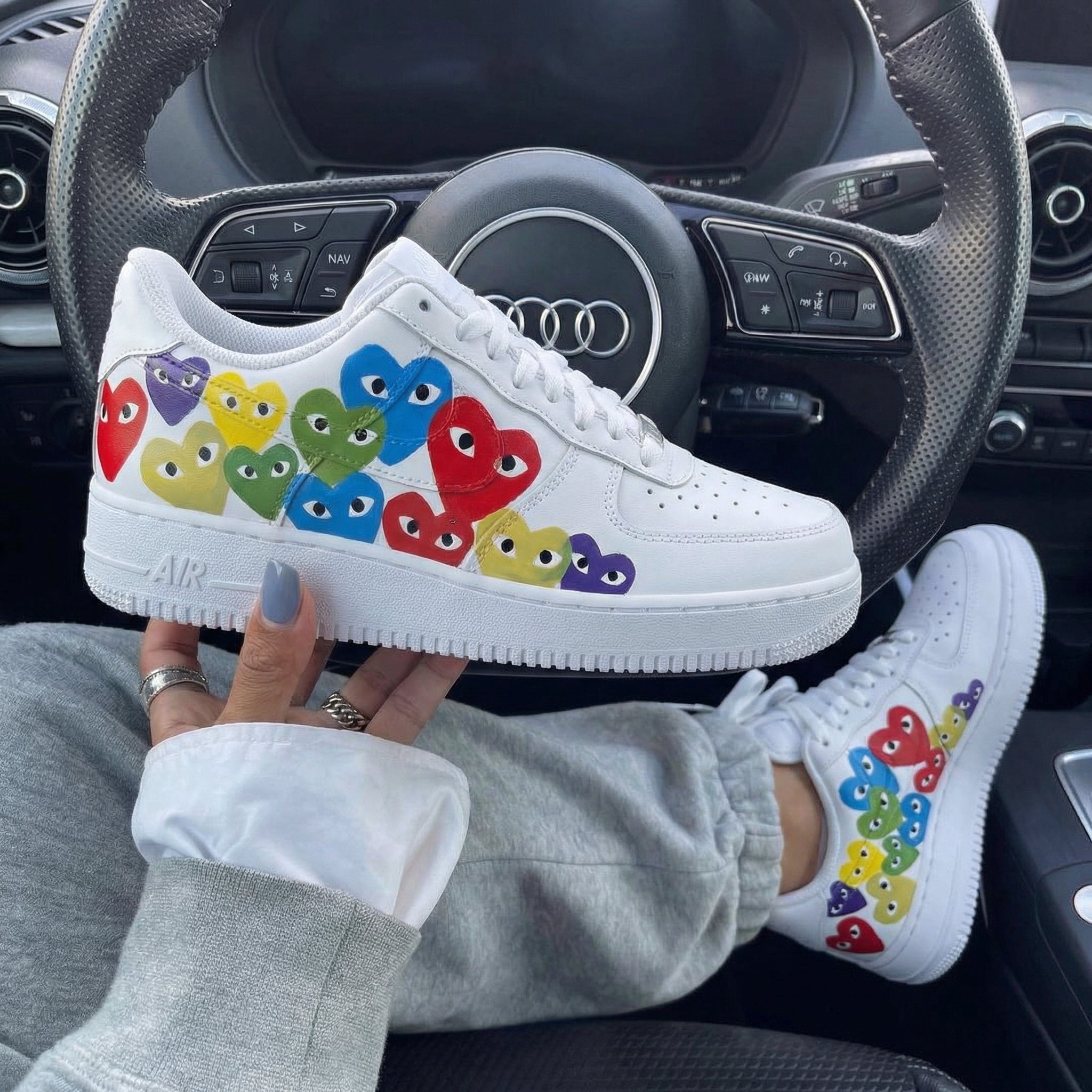 Multicolored Heart Pattern Custom Air Force 1-shecustomize
