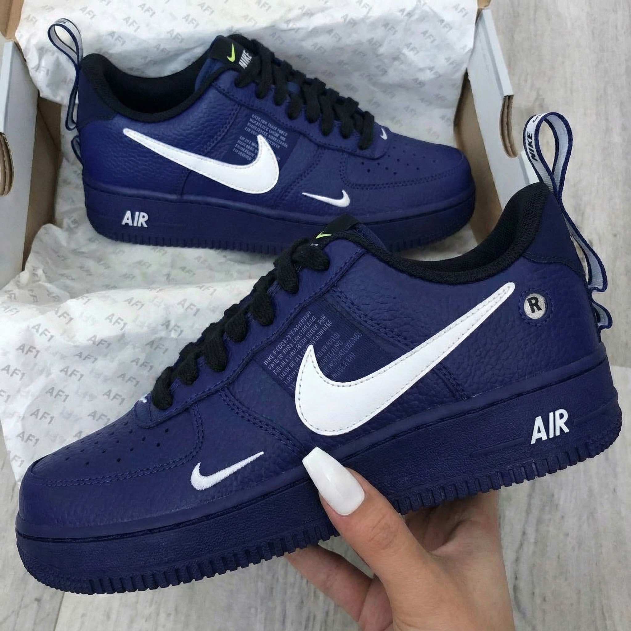 Navy White Custom Air Force 1-shecustomize