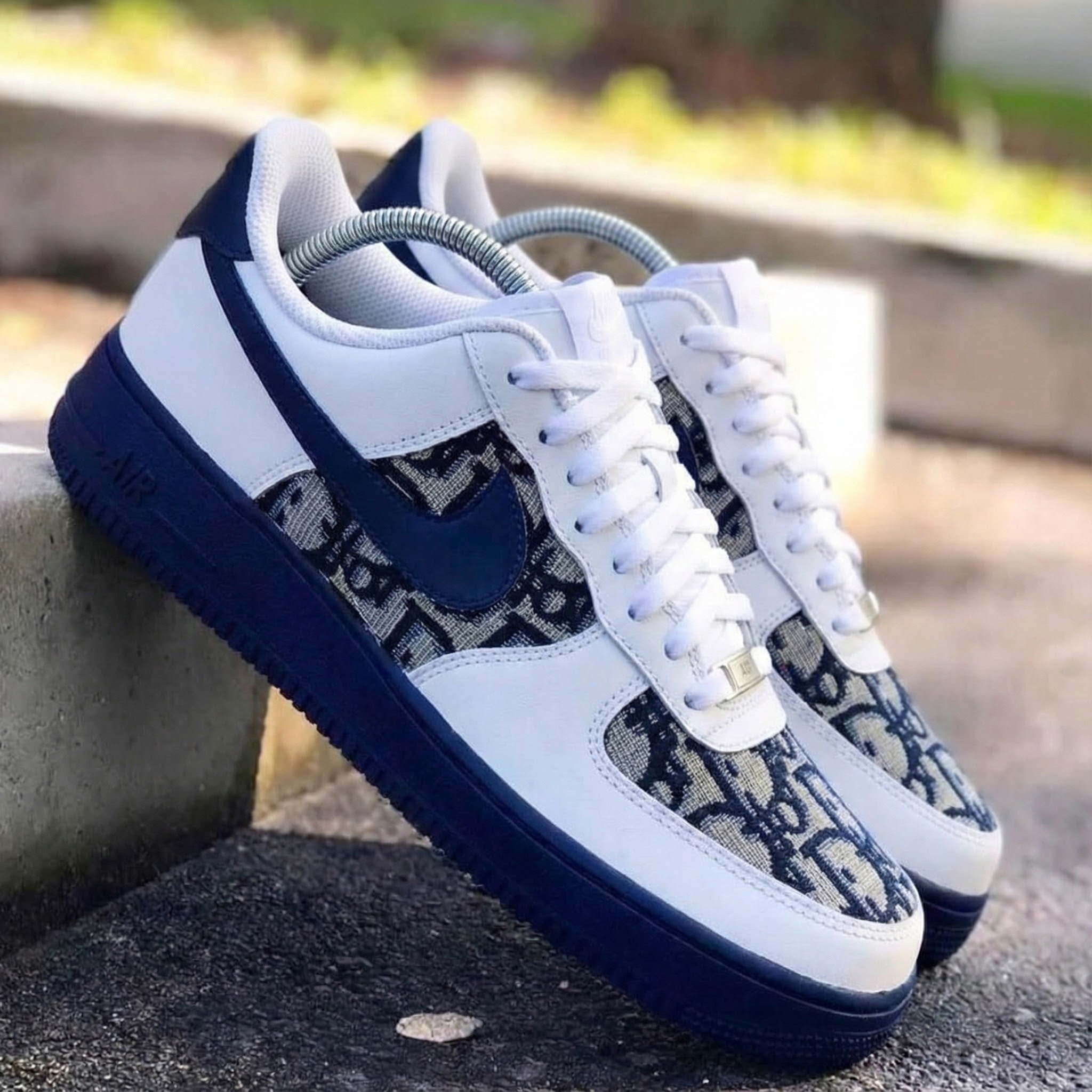 Navy White LV Pattern Custom Air Force 1-shecustomize
