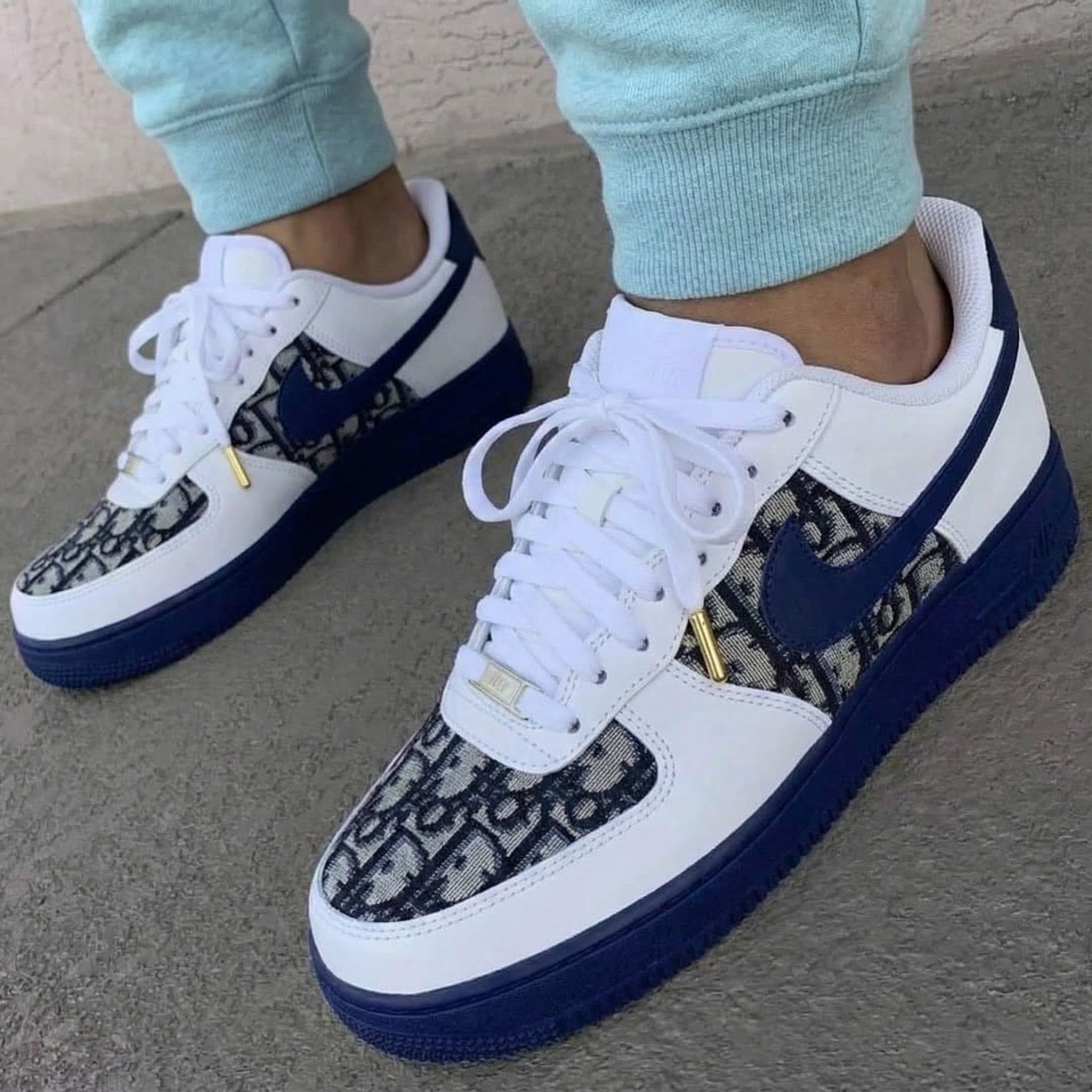 Navy White LV Pattern Custom Air Force 1-shecustomize