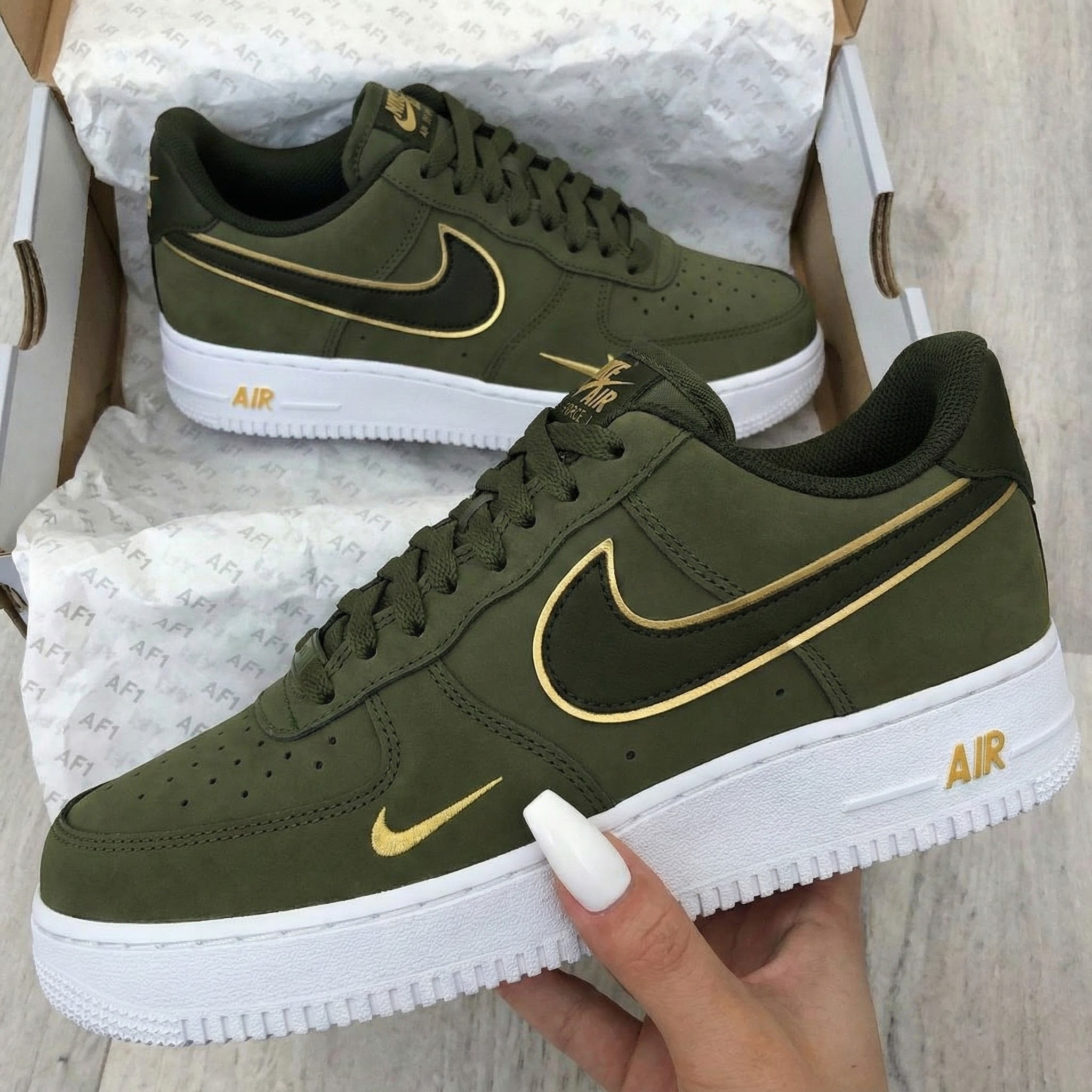 Olive Gold Custom Air Force 1-shecustomize