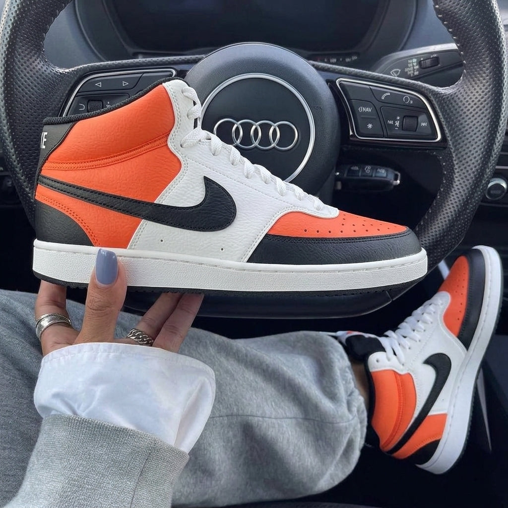 Orange Black Color Block Custom Nike Court Vision