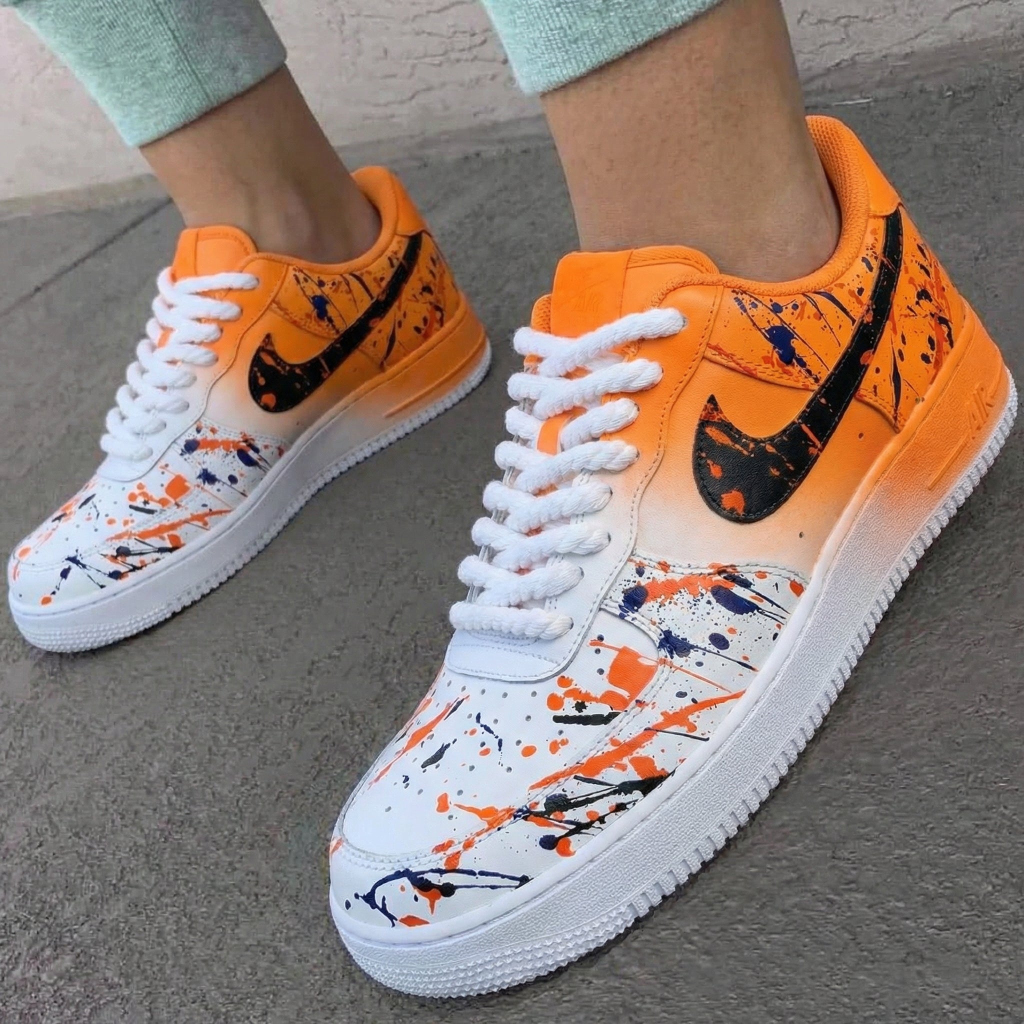 Orange Black Splatter Custom Air Force 1-shecustomize