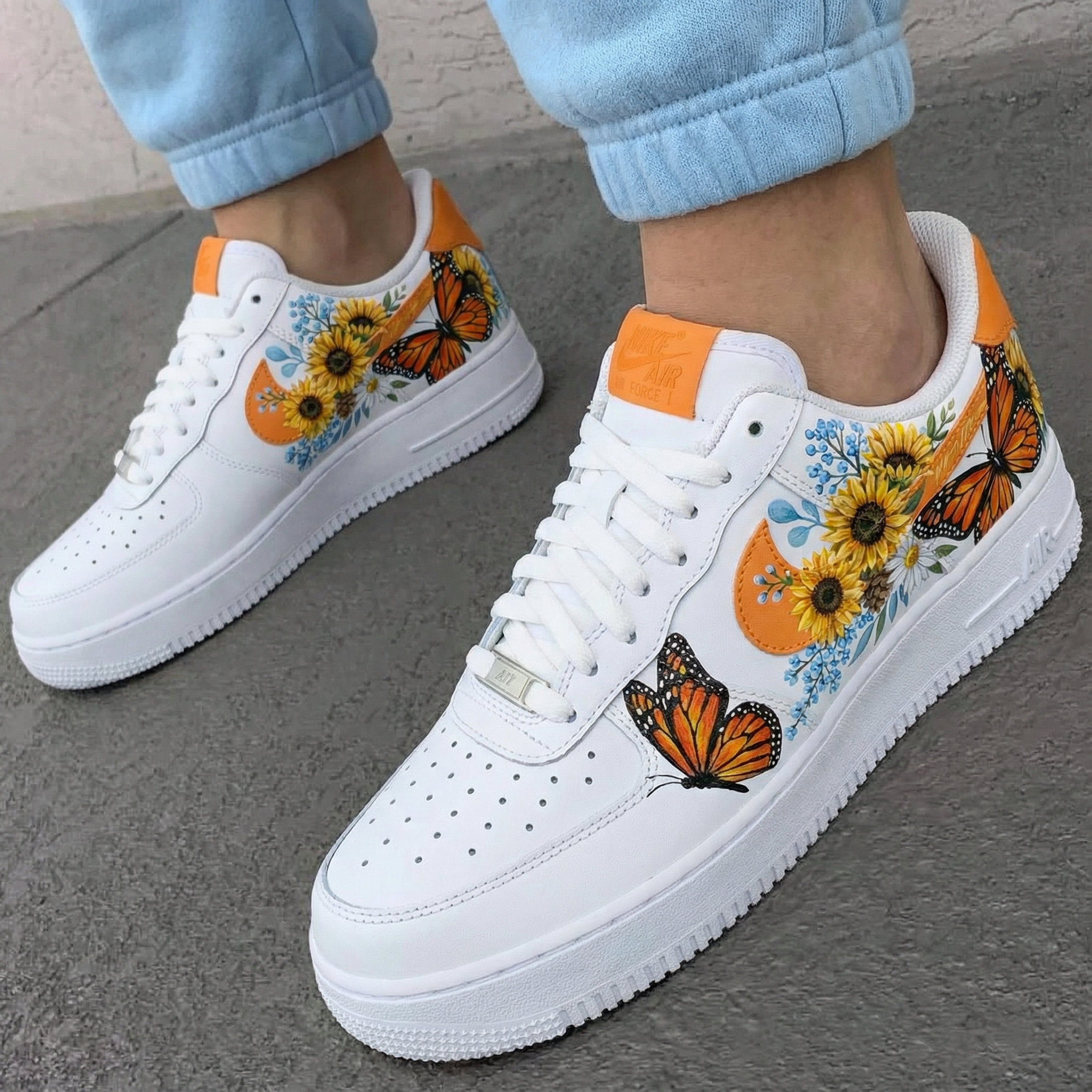 Orange Butterfly and Flower Custom Air Force 1-shecustomize