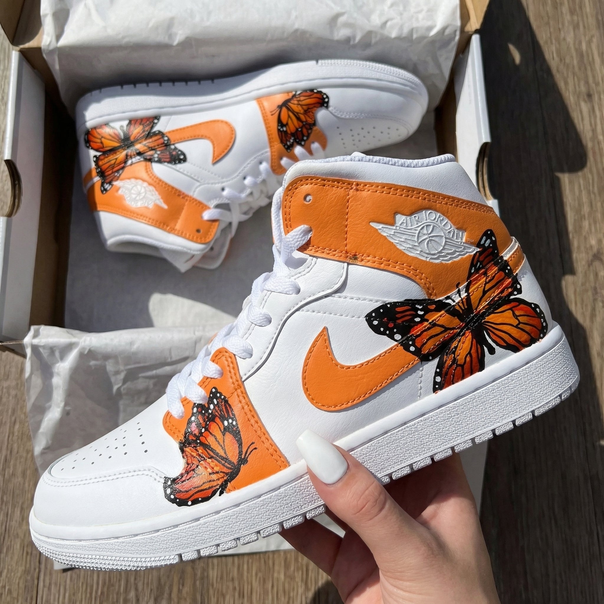 Orange Butterfly Custom Air Jordan 1-shecustomize
