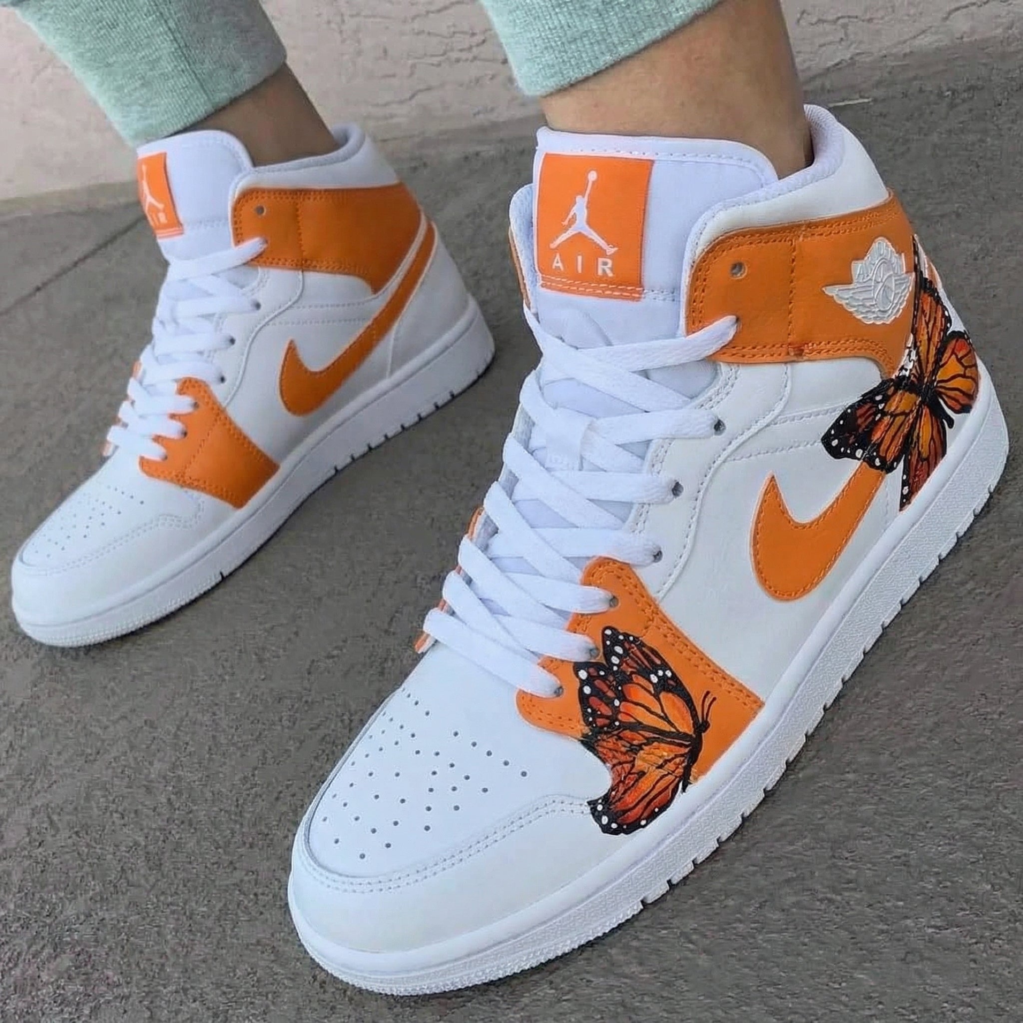 Orange Butterfly Custom Air Jordan 1-shecustomize
