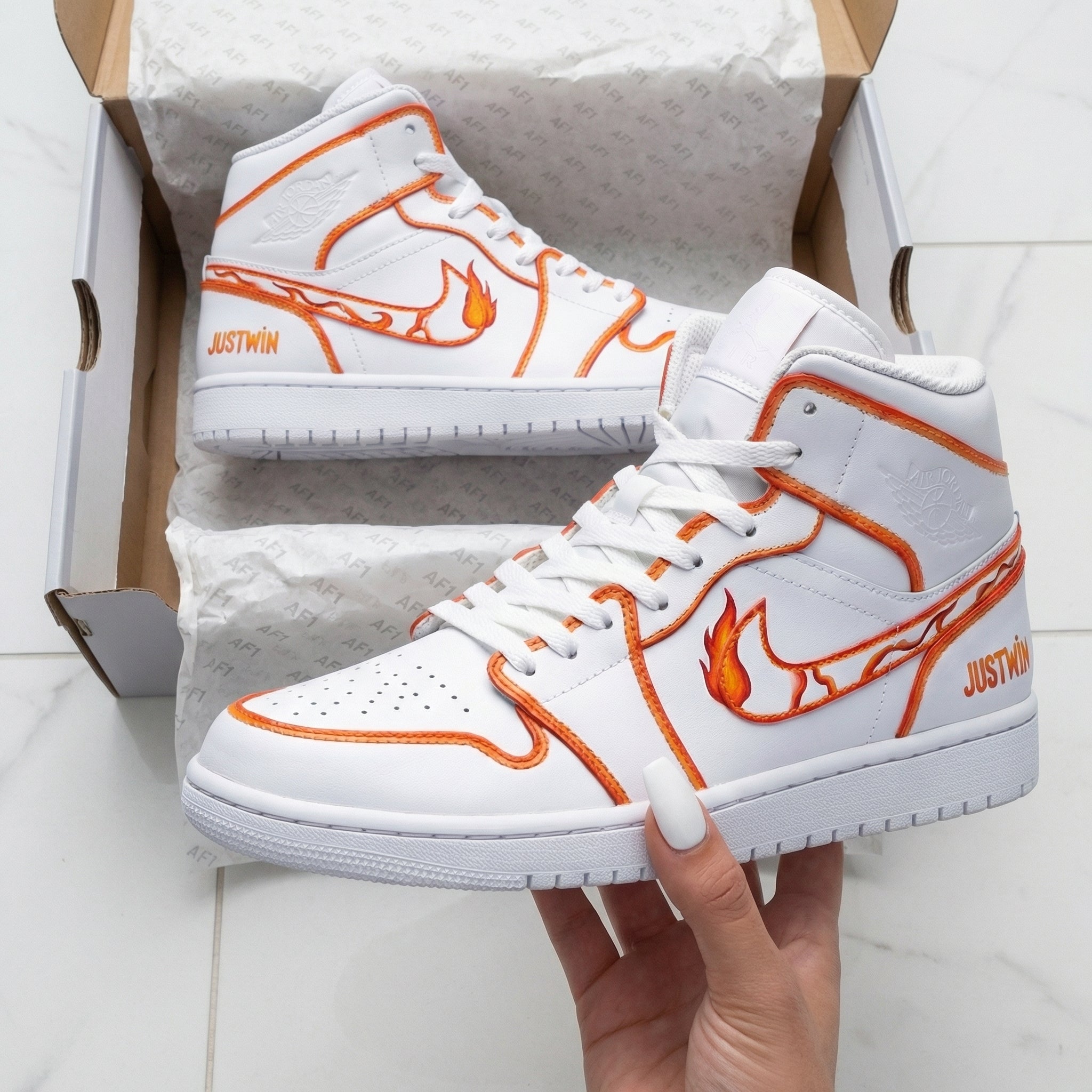 Orange Flame Custom Air Jordan 1-shecustomize