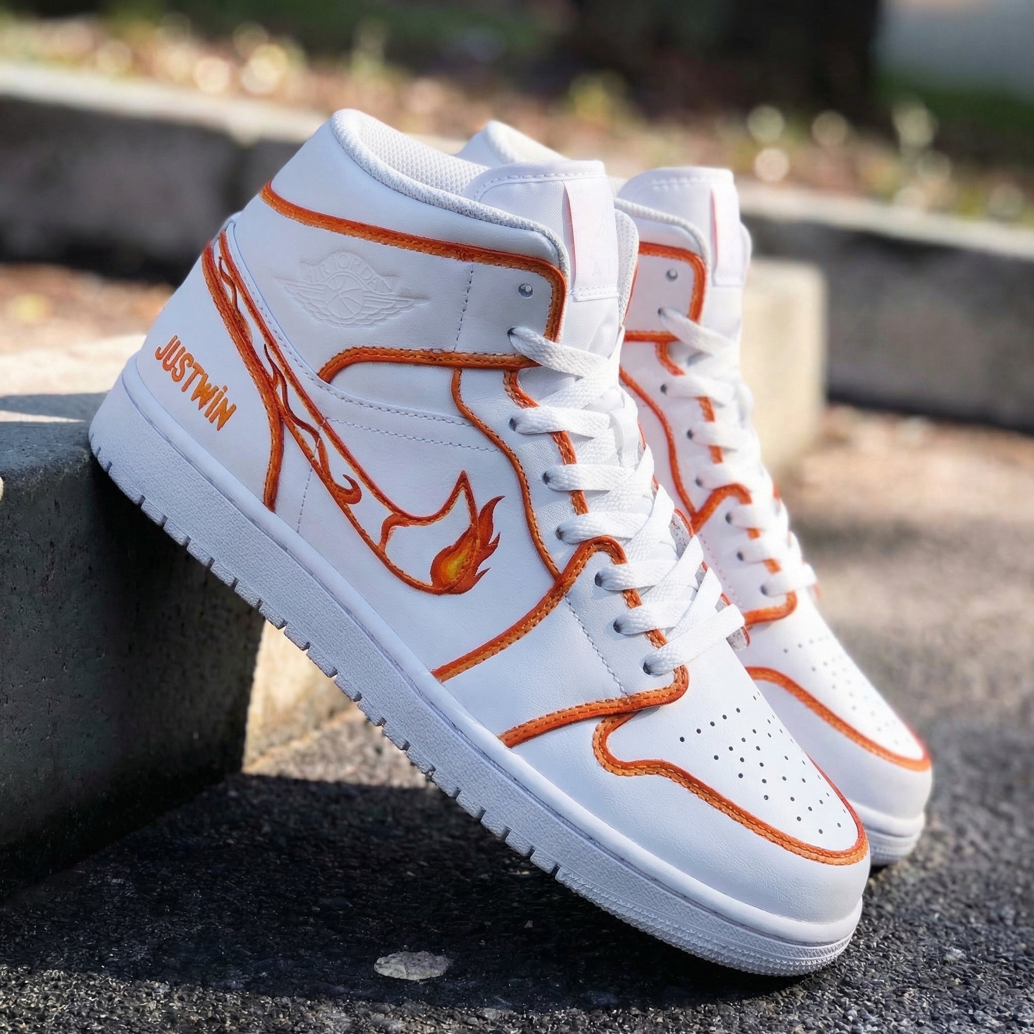 Orange Flame Custom Air Jordan 1-shecustomize