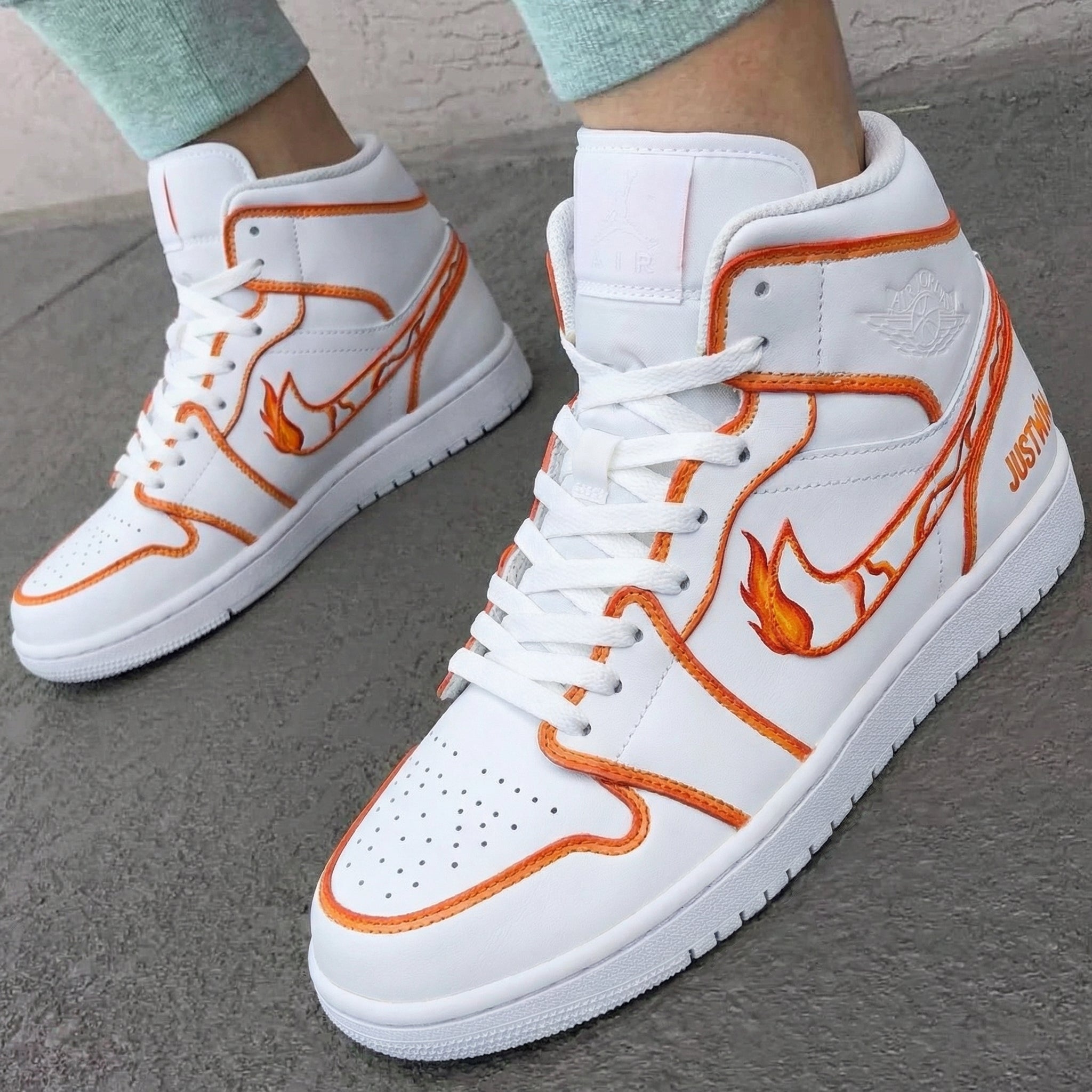 Orange Flame Custom Air Jordan 1-shecustomize