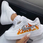 Orange Flame Silver Hollow Swoosh Custom Air Force 1-shecustomize