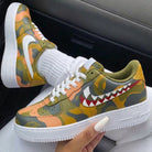 Orange Olive Green Camo Shark Teeth Custom Air Force 1-shecustomize