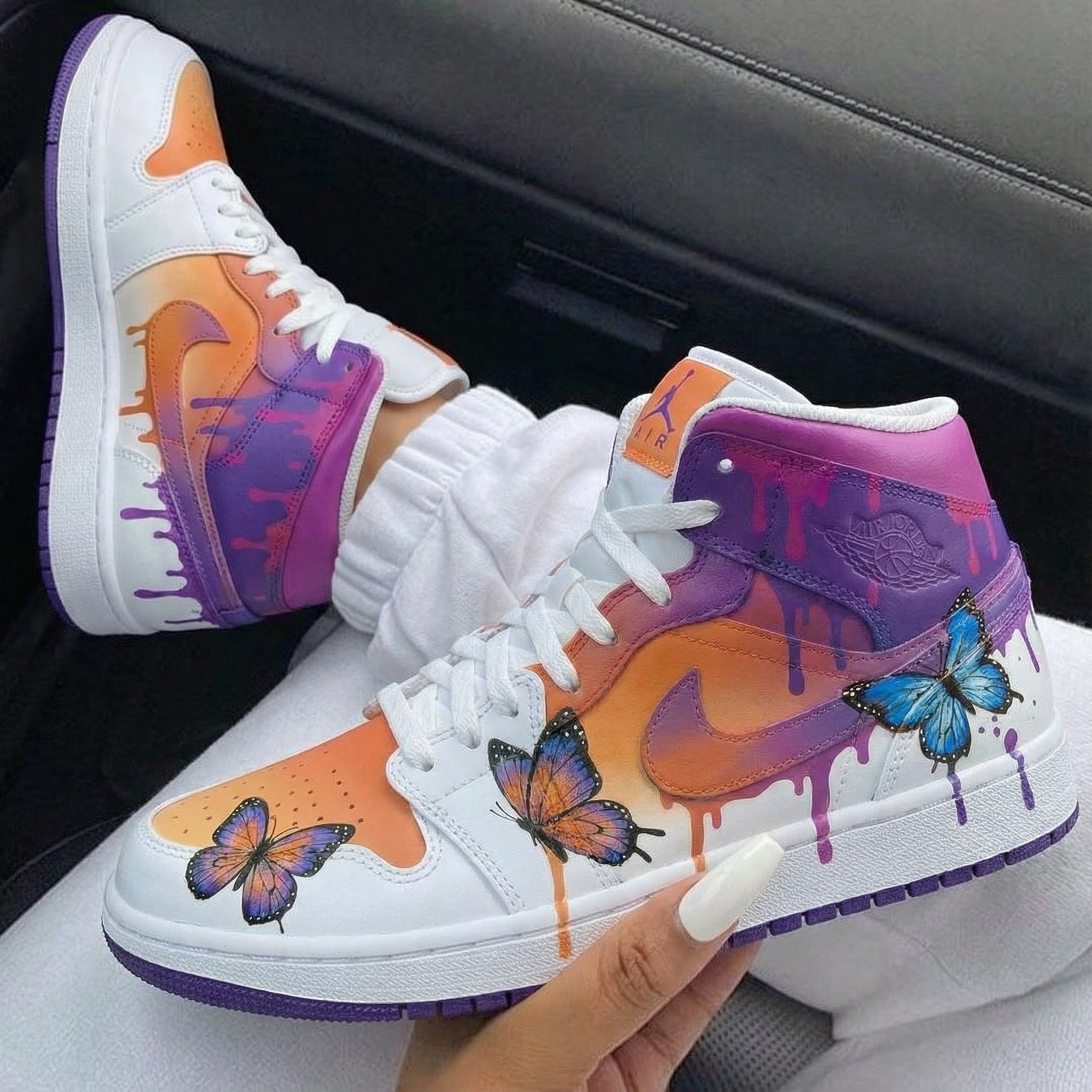 Orange Purple Butterfly Custom Air Jordan 1-shecustomize