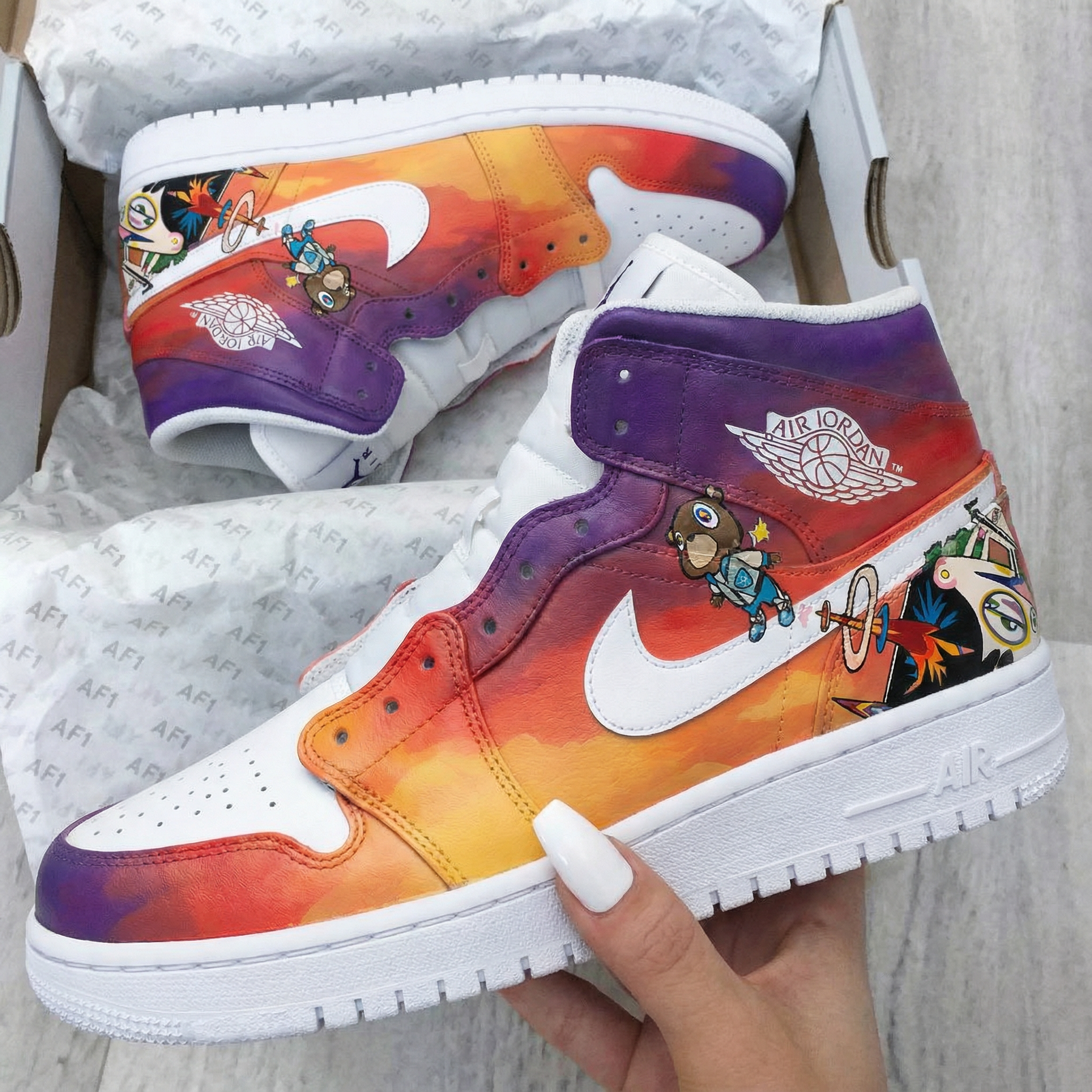 Orange Purple Cartoon Custom Air Jordan 1-shecustomize