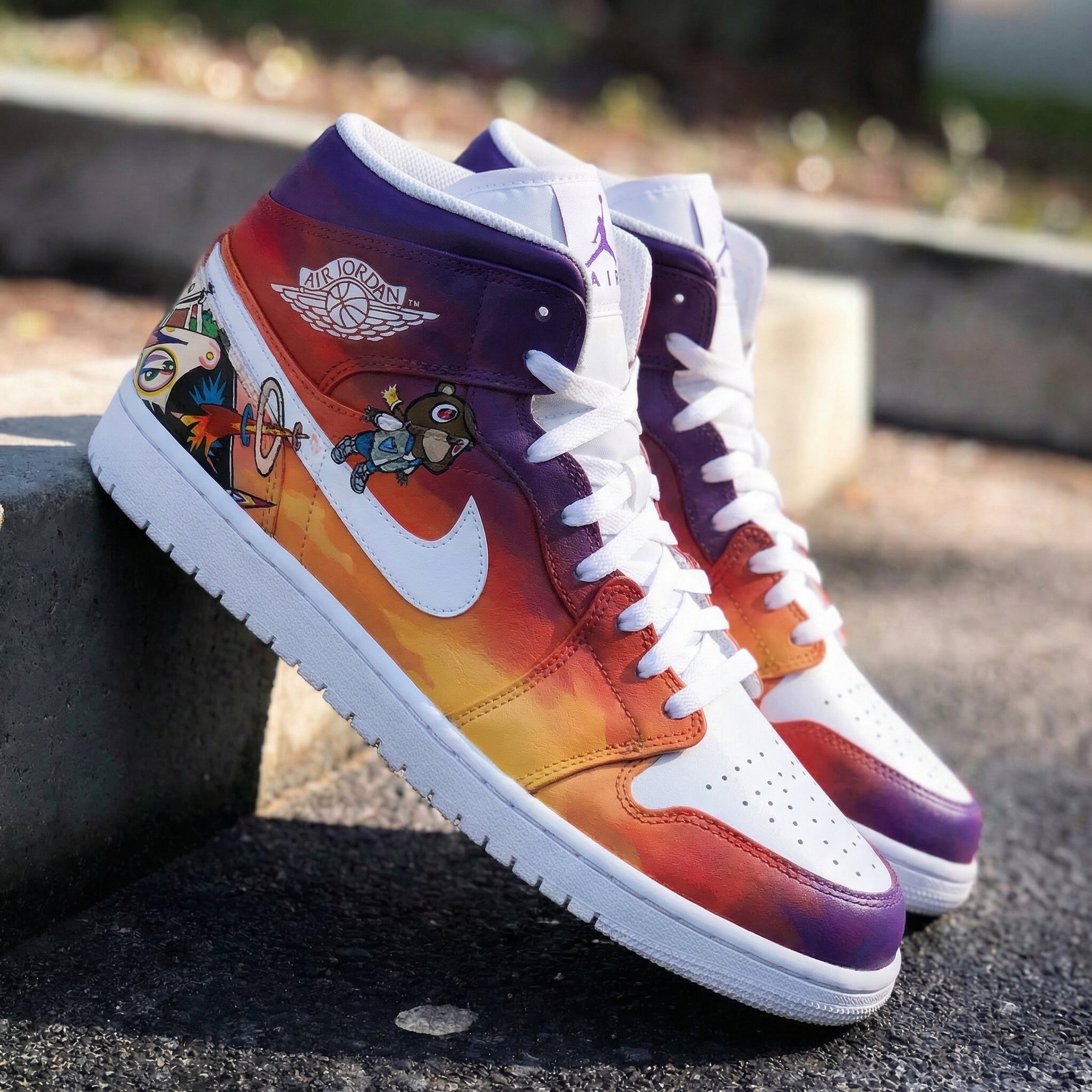 Orange Purple Cartoon Custom Air Jordan 1-shecustomize